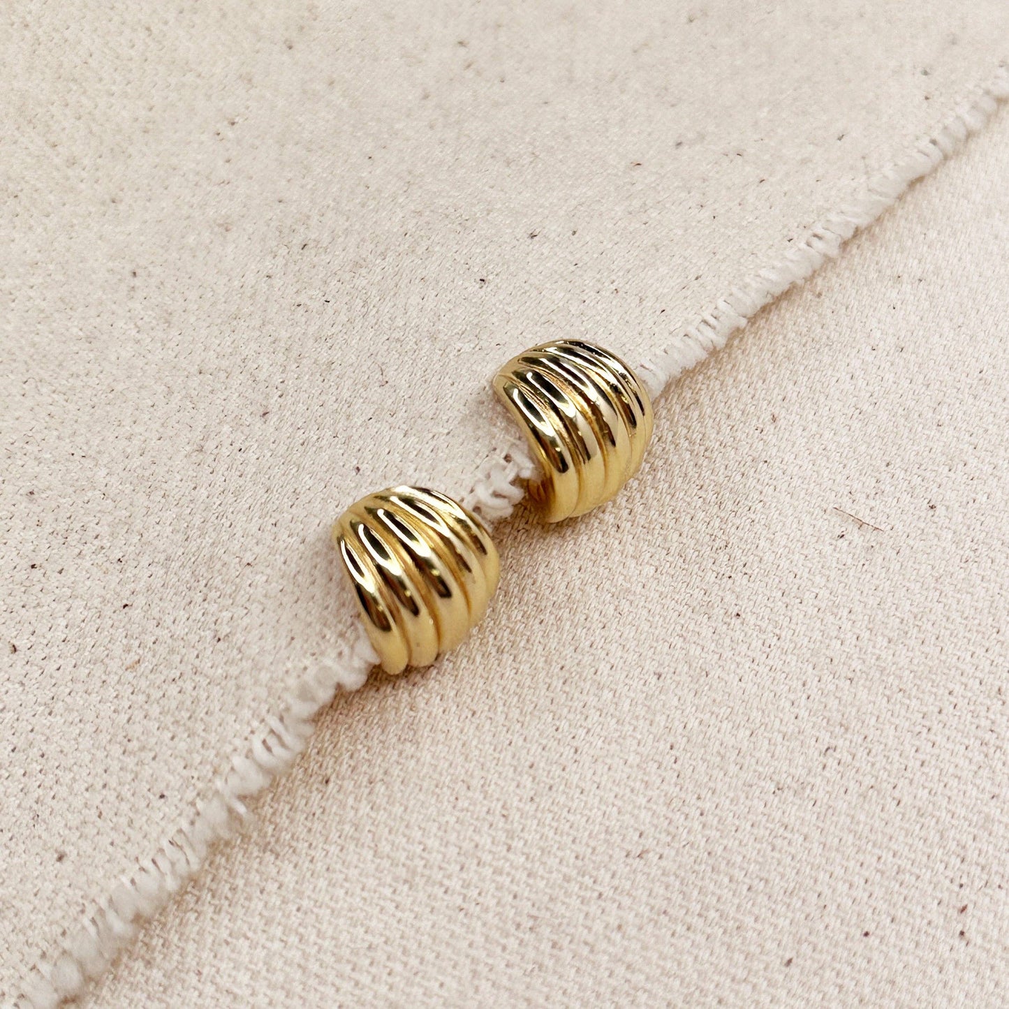 18k Gold Filled Groove C-Hoop Earrings