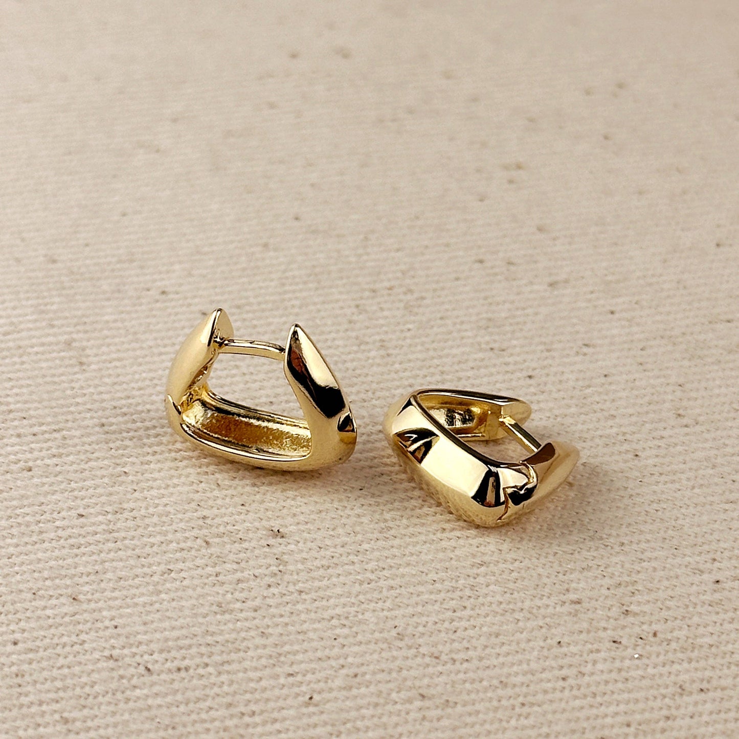 Modern Shaped Gold Hoop Earrings