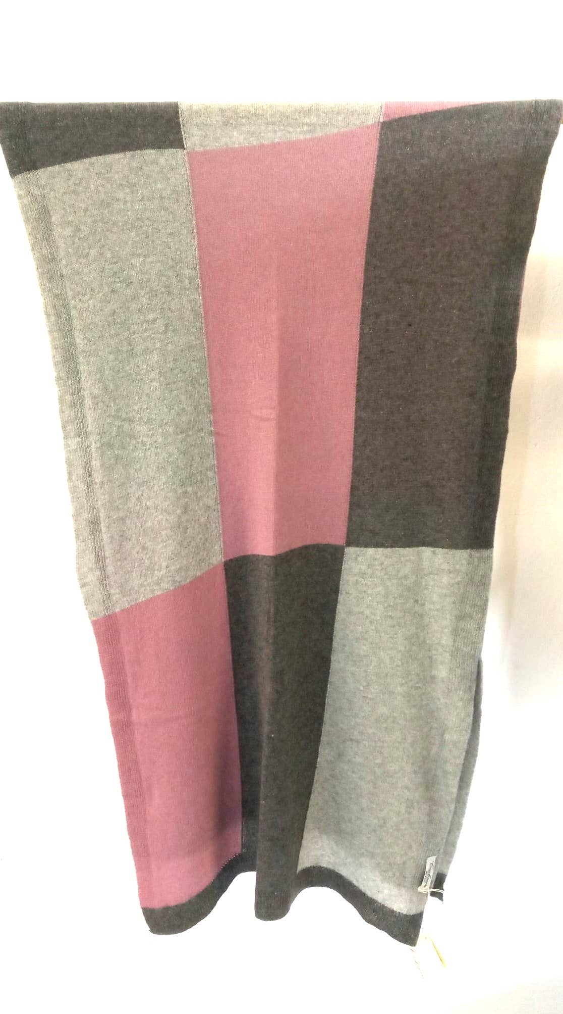Oversized Knitted Checkered Cashmere Scarf
