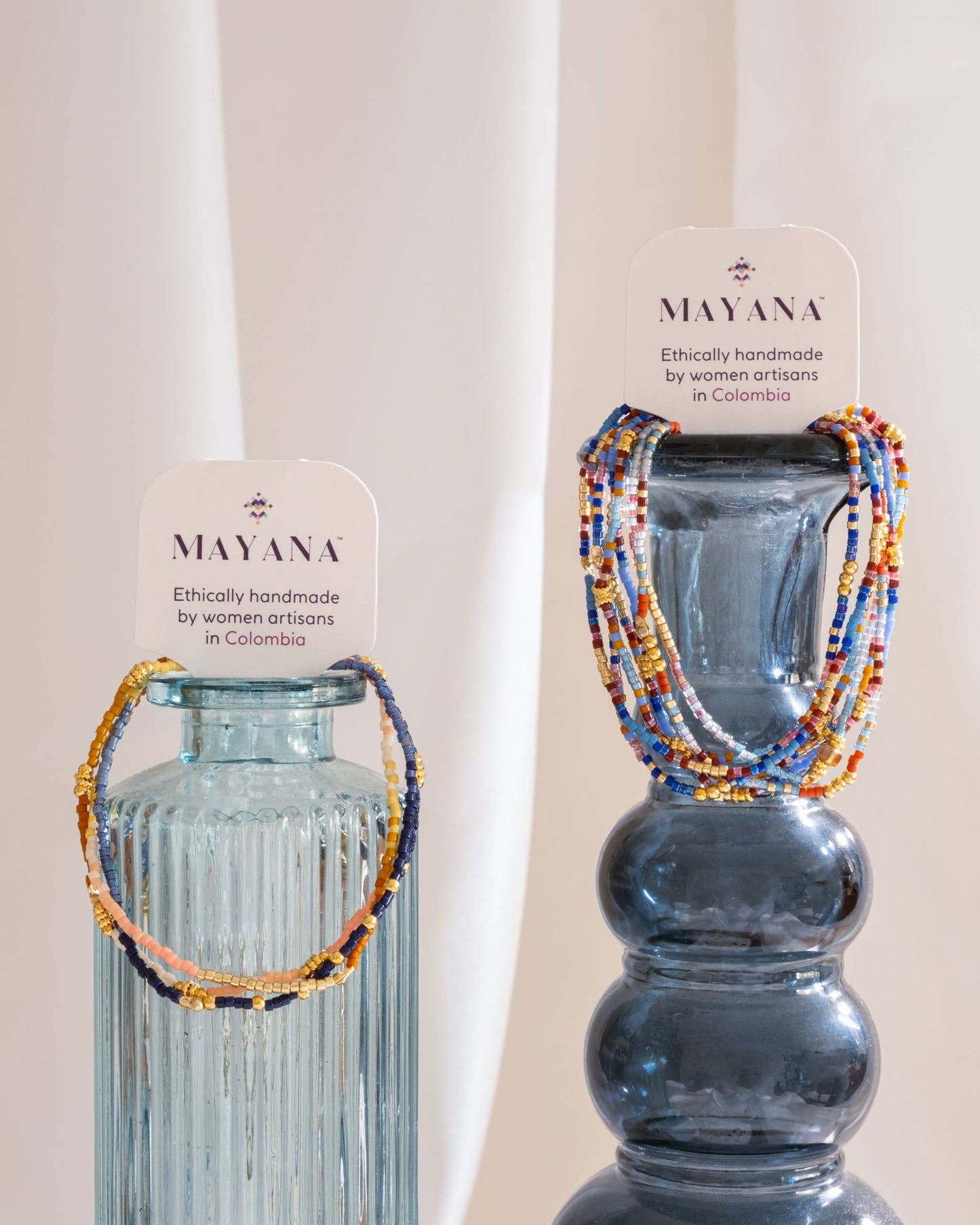 Set/3 Miyuki Beaded Stretch Bracelets (Black/Pink/White)