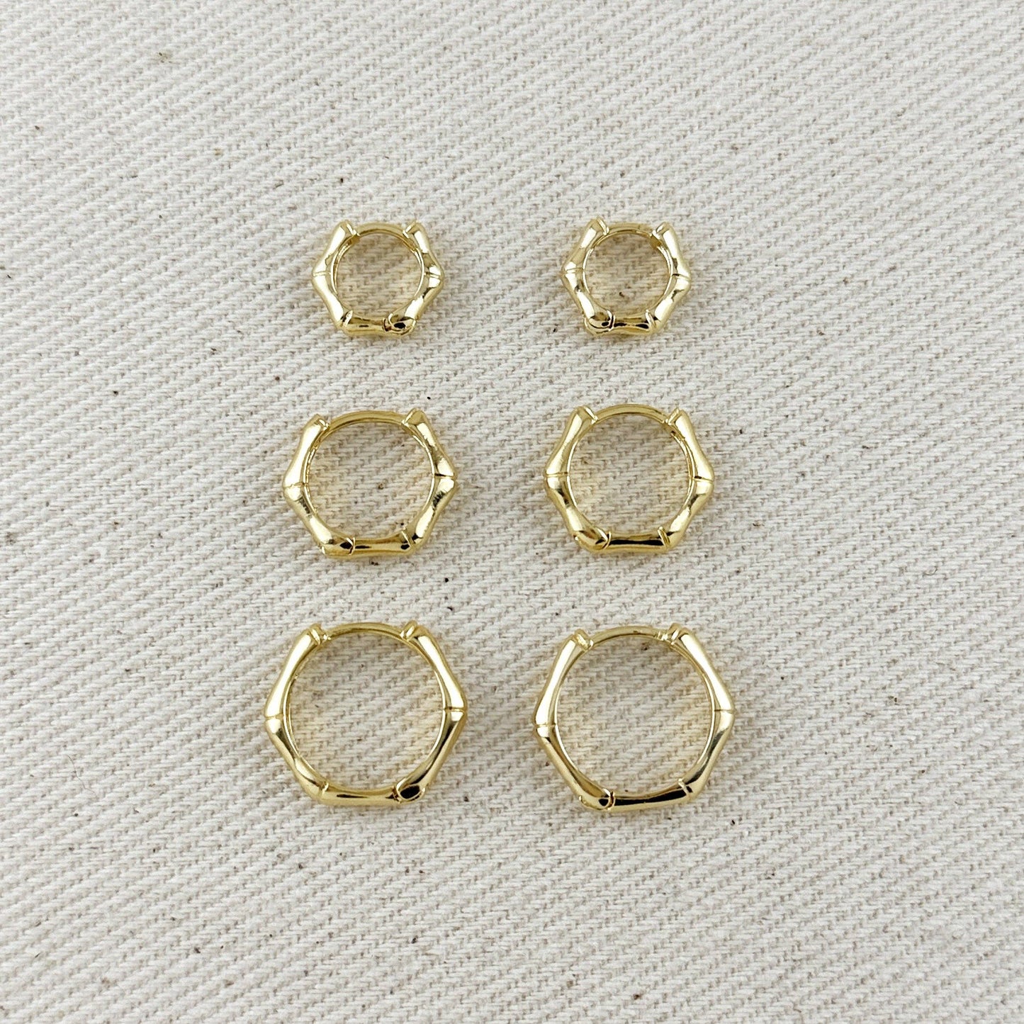 Bamboo Clicker Gold Hoop Earrings