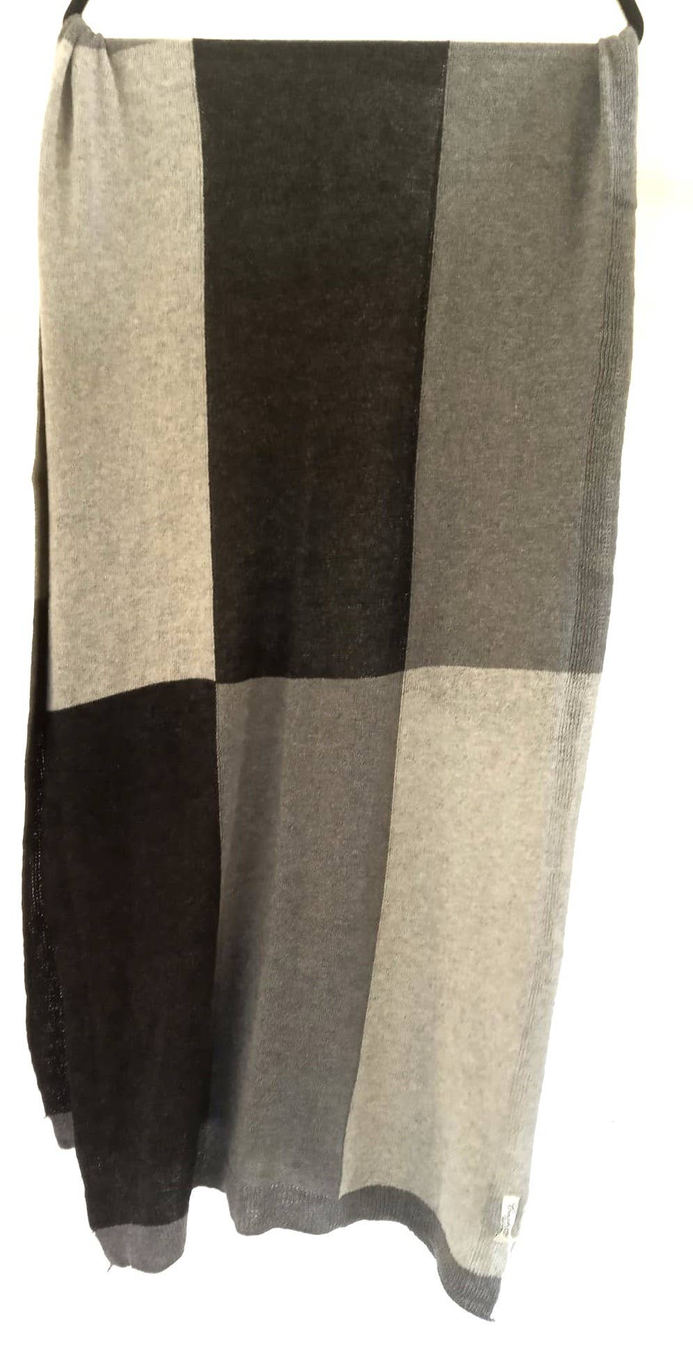 Oversized Knitted Checkered Cashmere Scarf