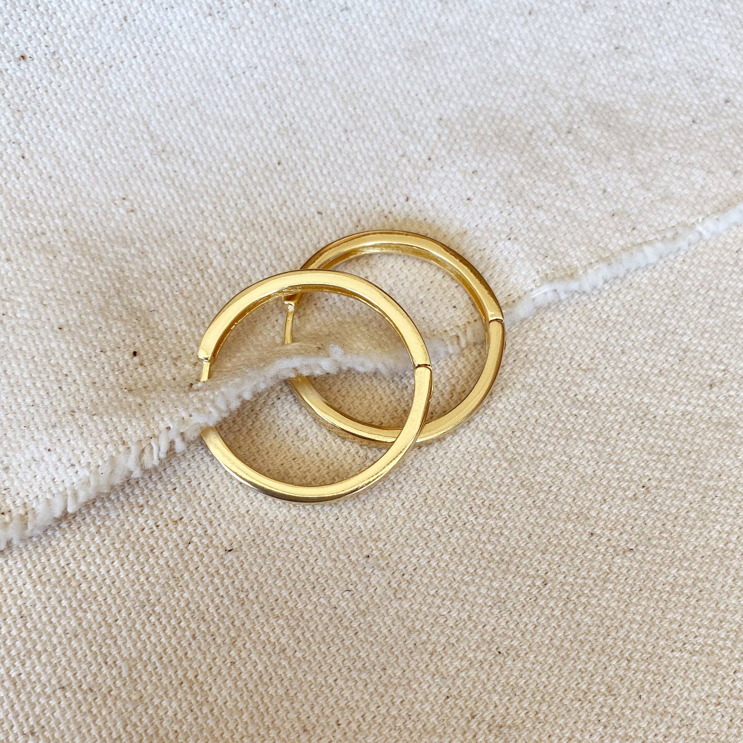 18k Gold Filled Flat Hoop Earrings - Water-resistant
