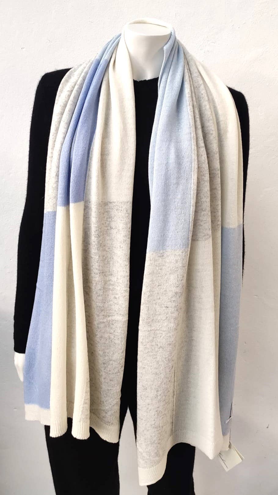 Oversized Knitted Checkered Cashmere Scarf