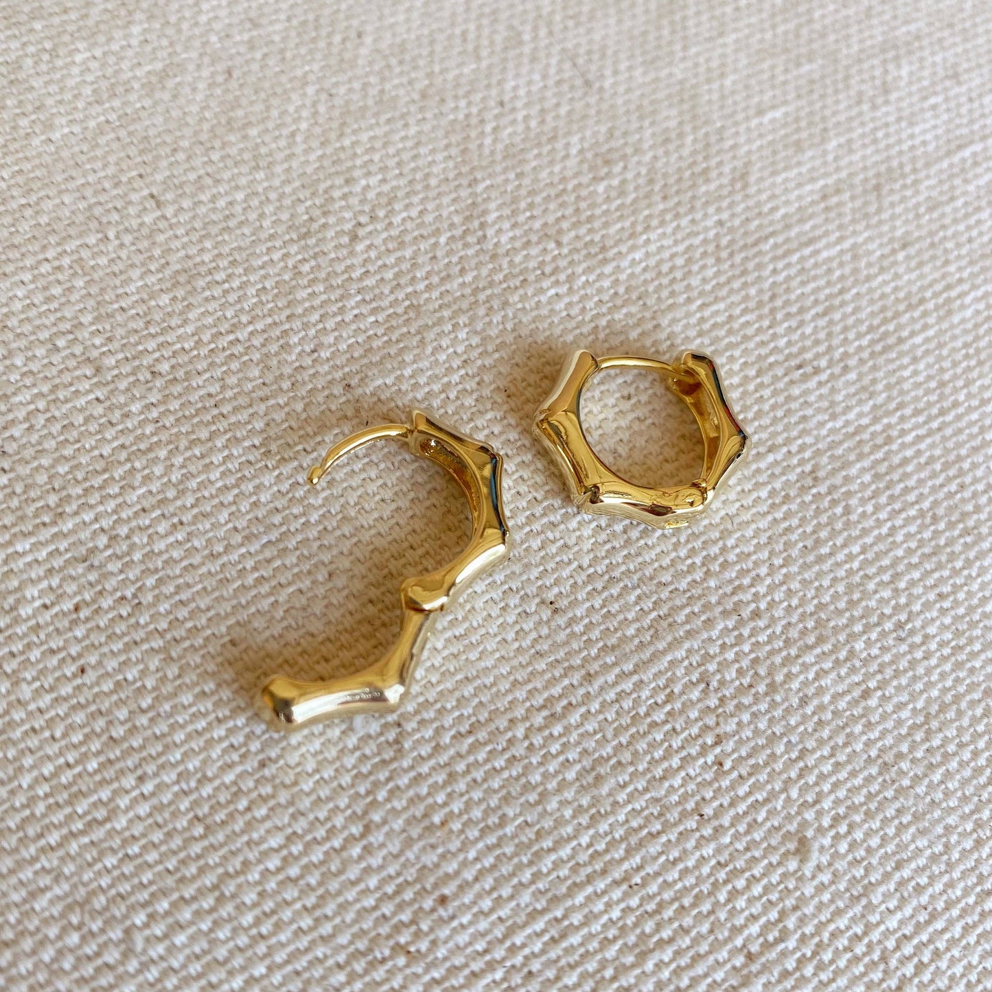 Mod Bamboo Clicker Hoop Earrings
