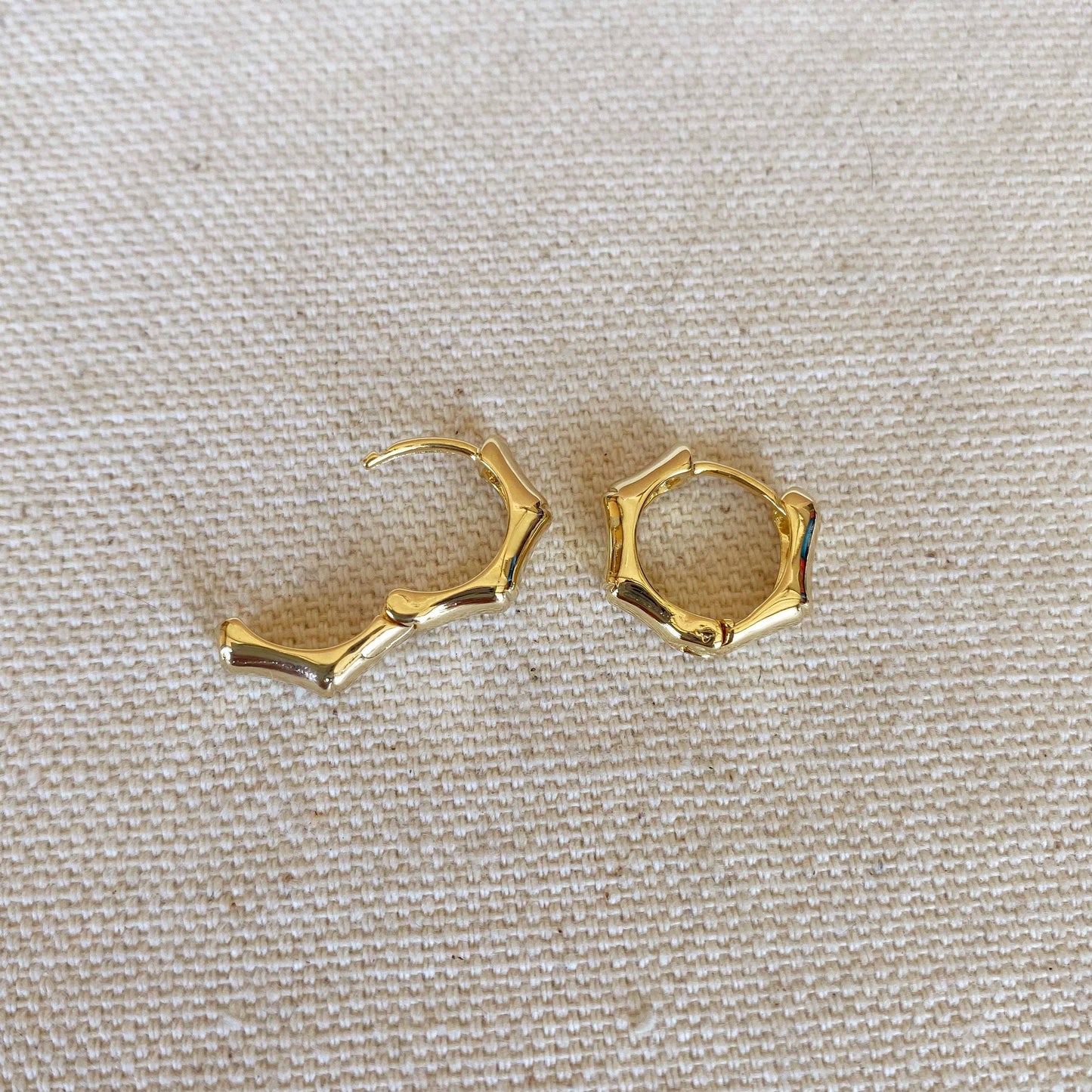 Mod Bamboo Clicker Hoop Earrings