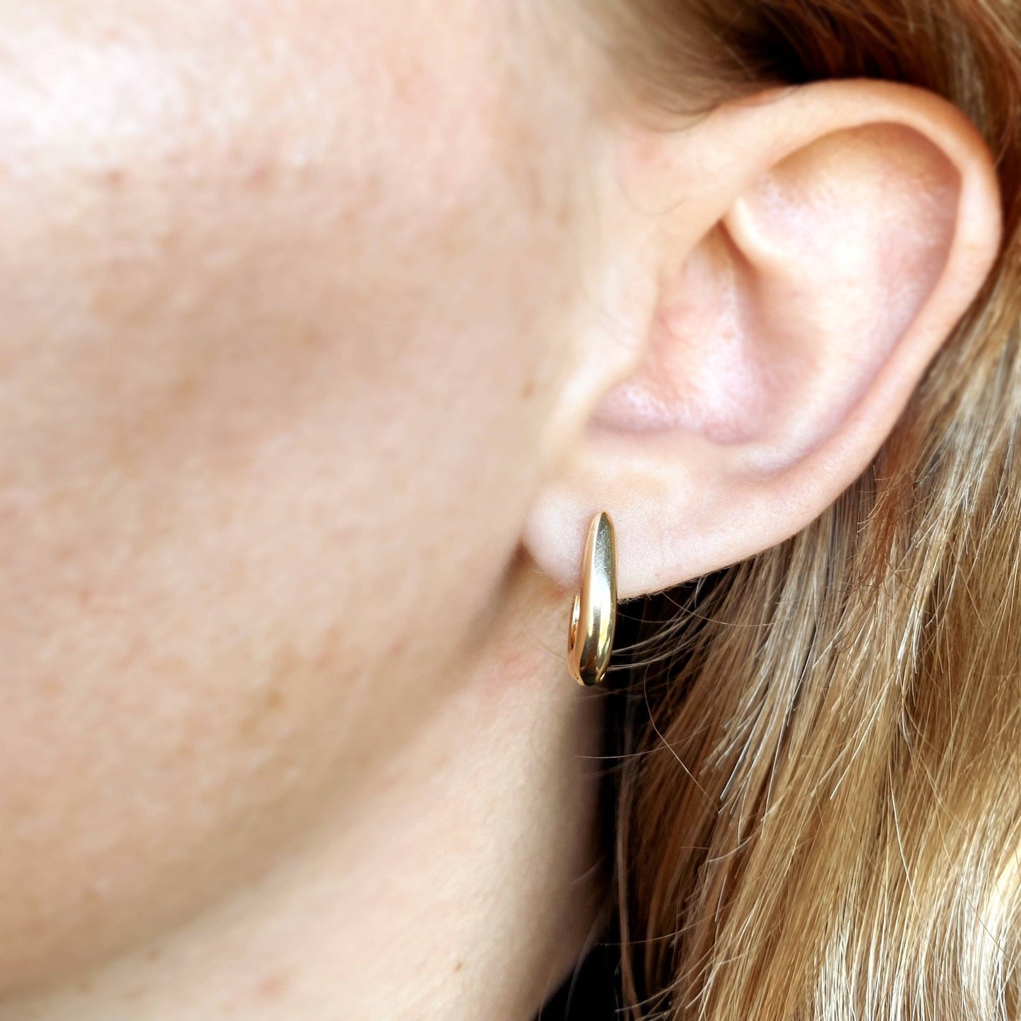 U Shaped Gold Hoop Earrings