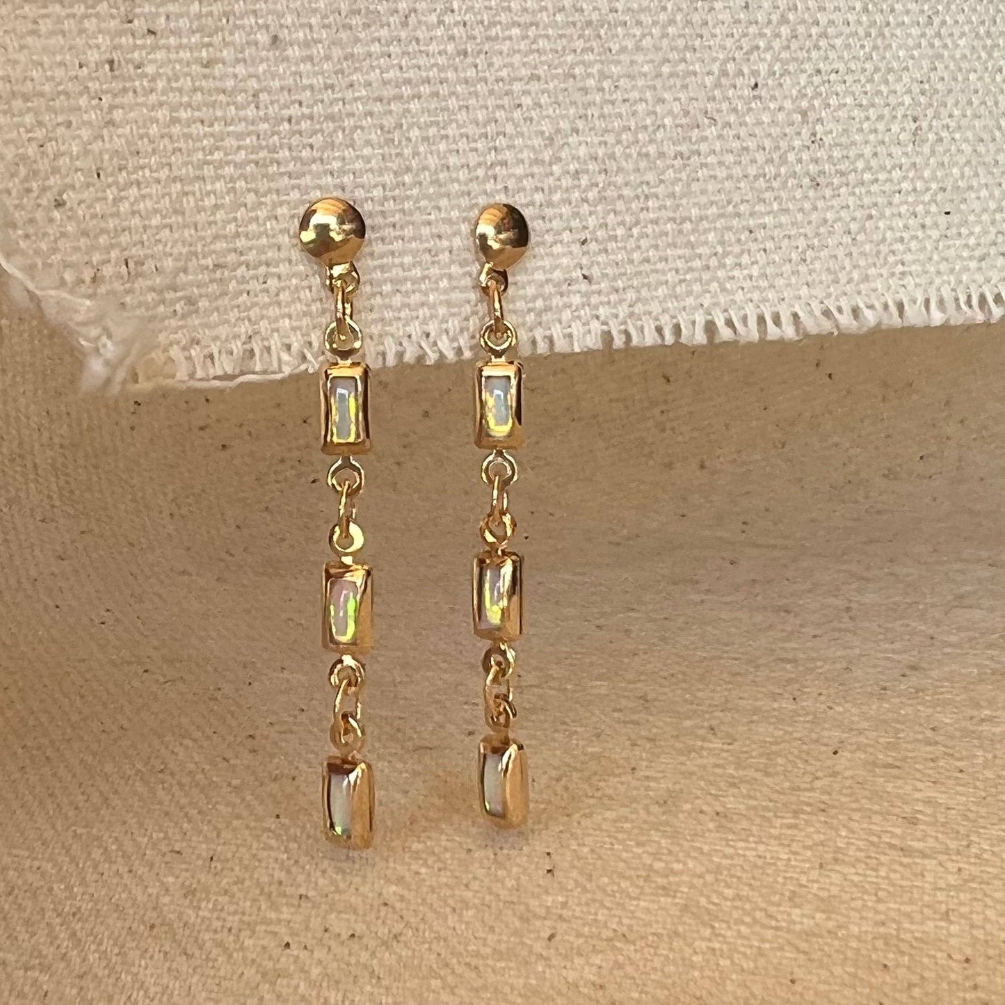 18k Gold Filled Opal Drop Earrings