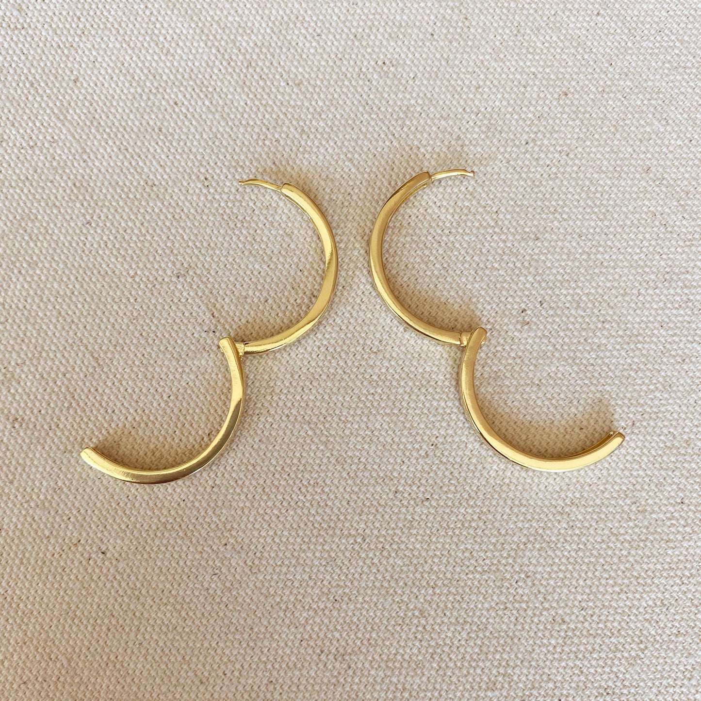 18k Gold Filled Flat Hoop Earrings - Water-resistant