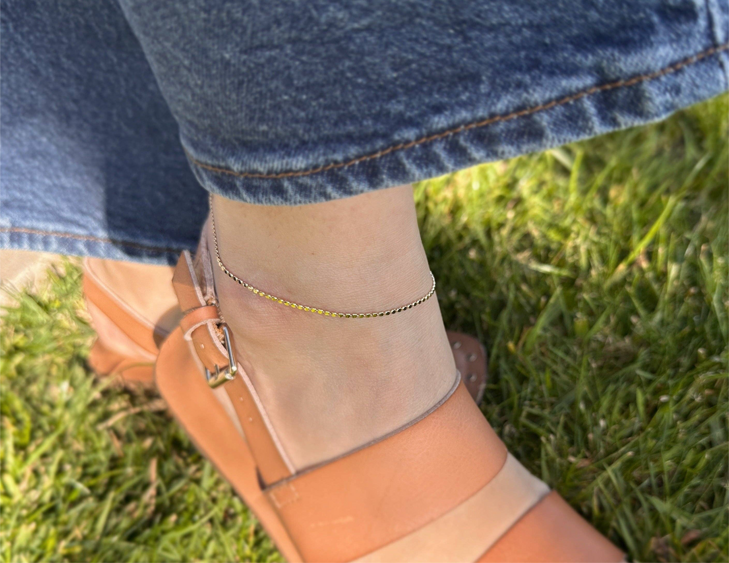 Mini Flat Dot Chain Anklet 1.5mm