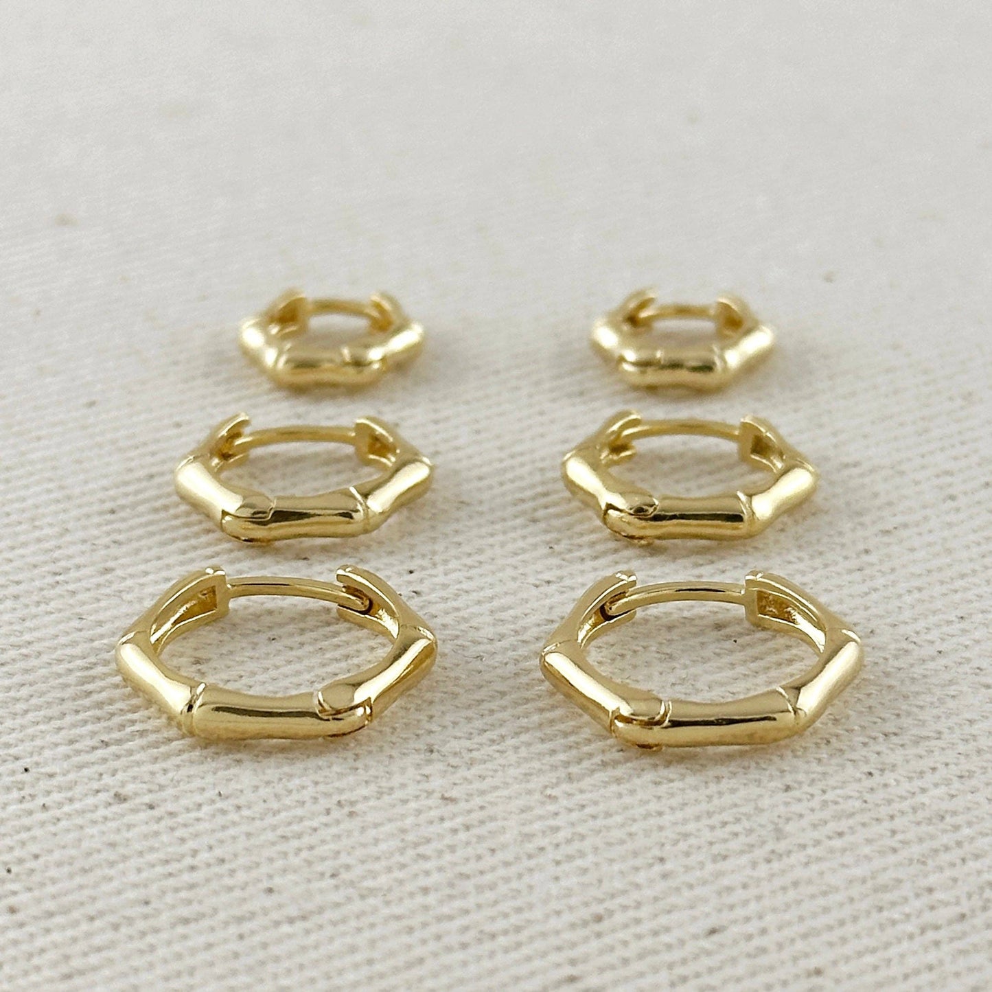 Bamboo Clicker Gold Hoop Earrings