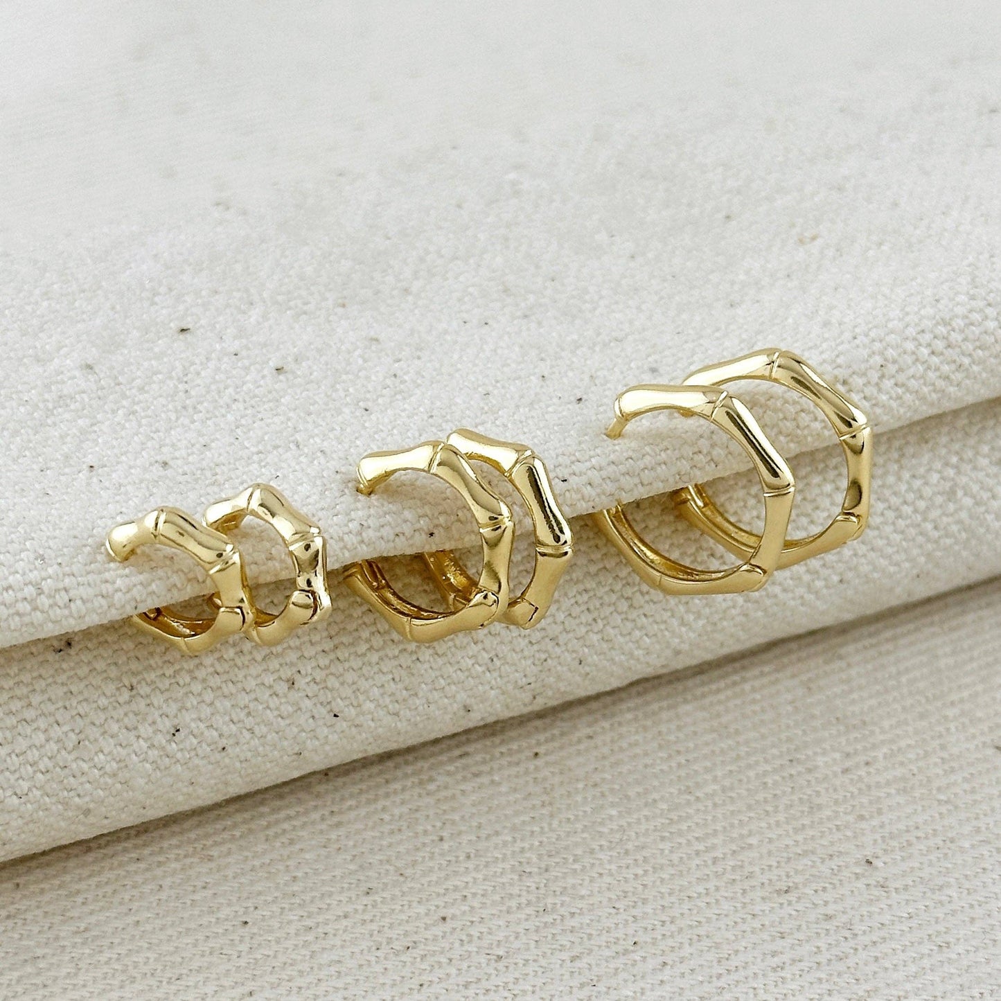 Bamboo Clicker Gold Hoop Earrings
