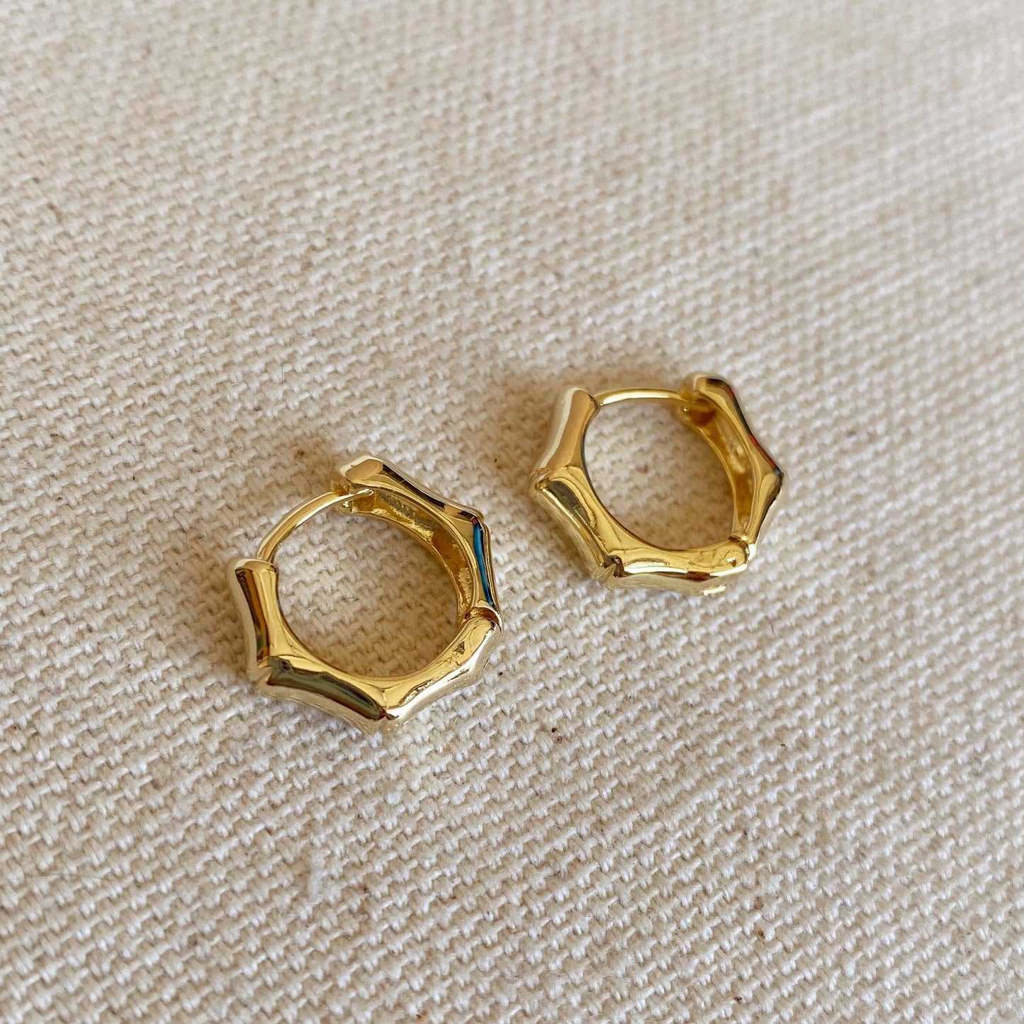 Mod Bamboo Clicker Hoop Earrings