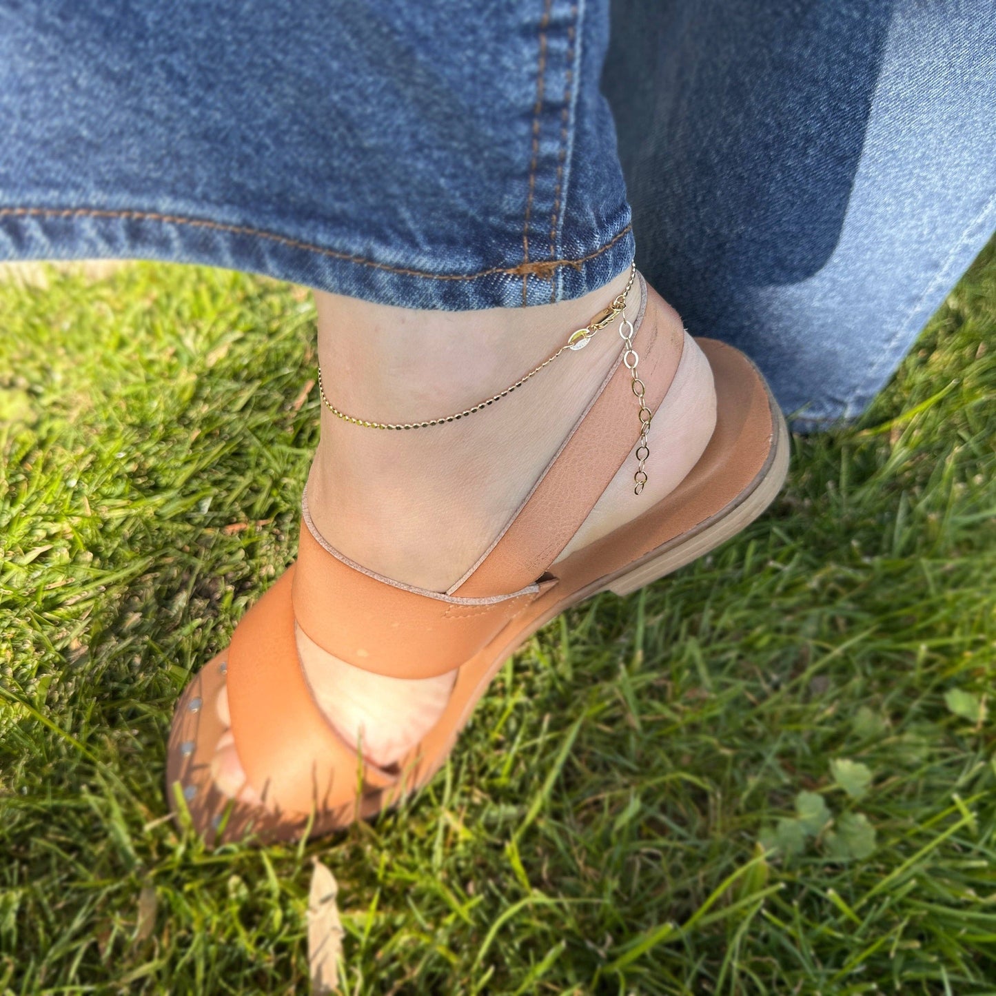 Mini Flat Dot Chain Anklet 1.5mm