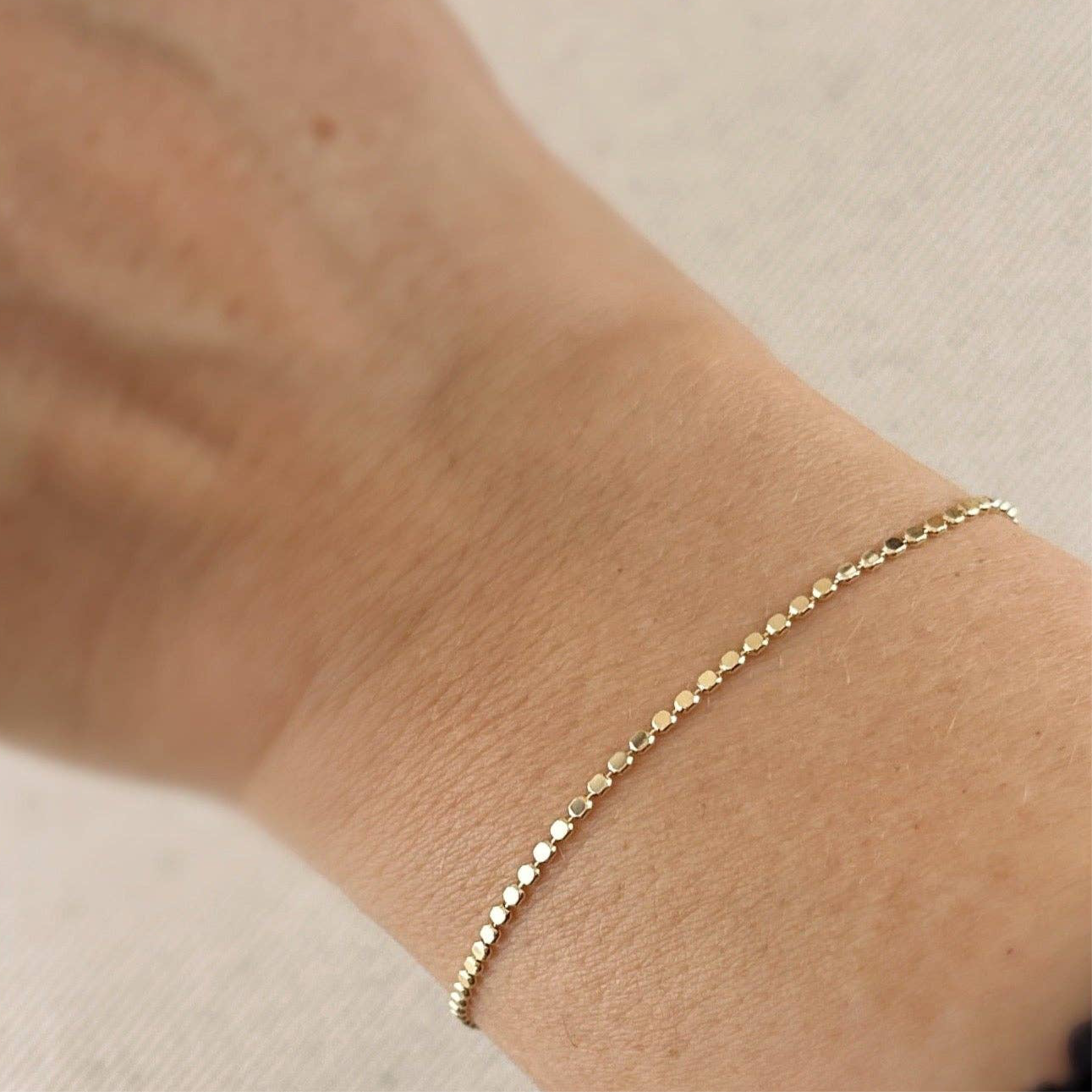 Flat Dot Ball Gold Bracelet 1.5mm