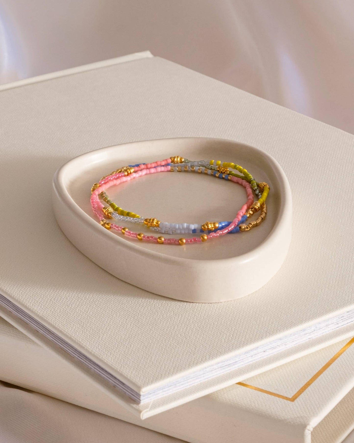 Set/3 Miyuki Beaded Stretch Bracelets (Pink/Citron/Blue)