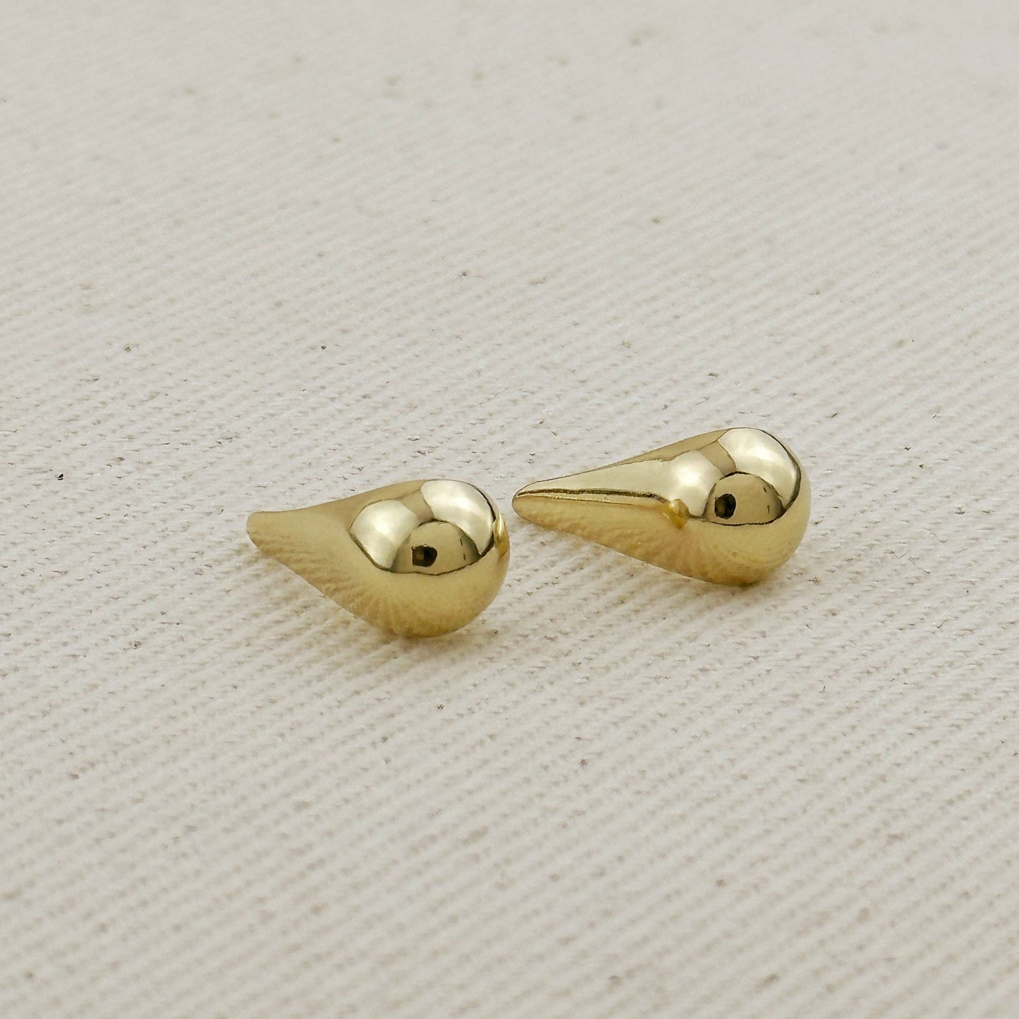 Teardrop Gold Stud Earrings