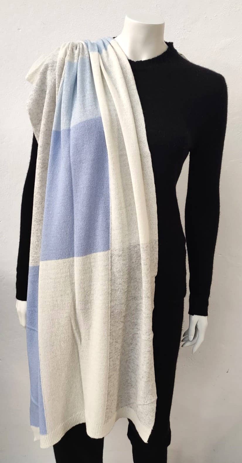Oversized Knitted Checkered Cashmere Scarf
