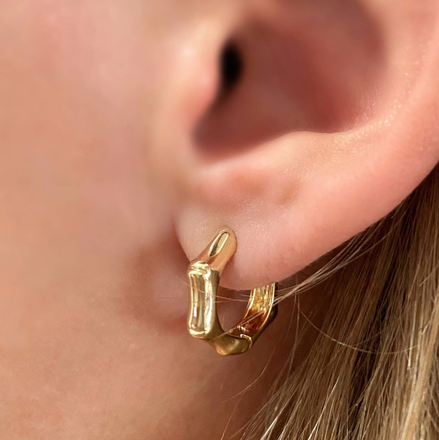 Mod Bamboo Clicker Hoop Earrings
