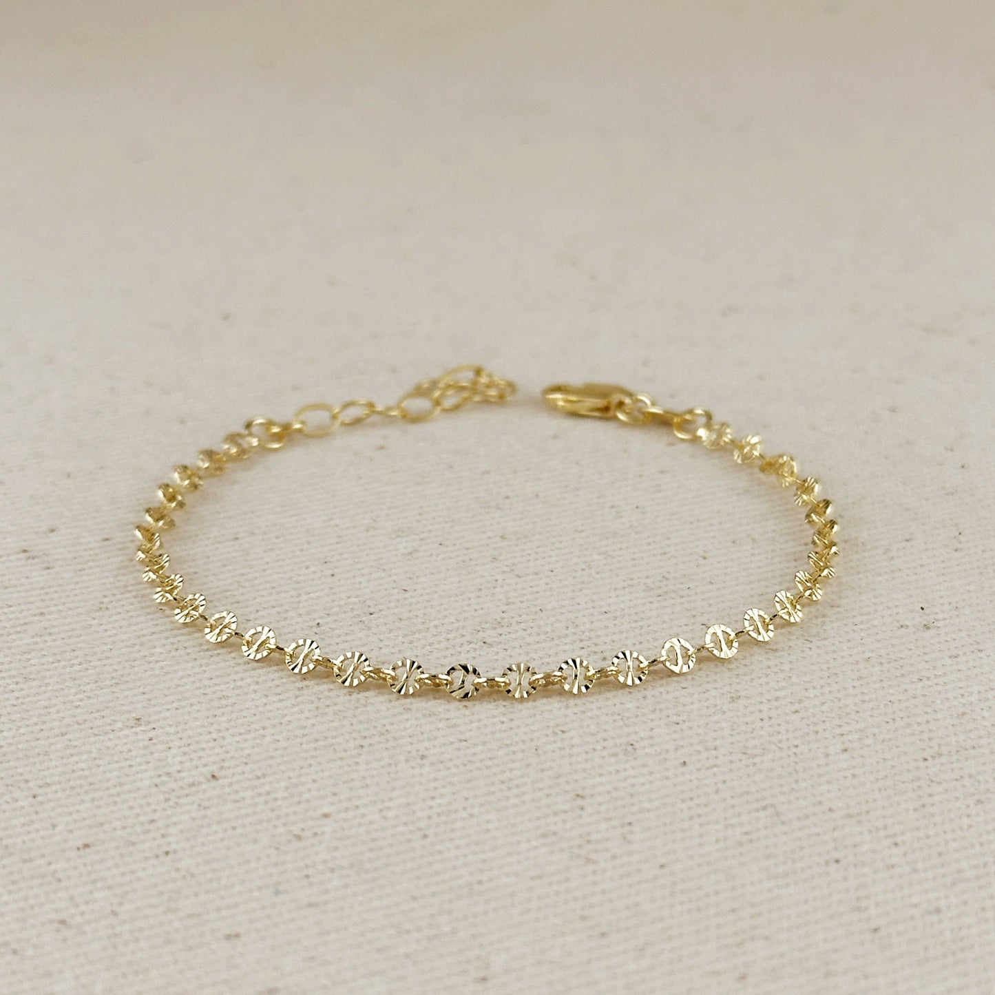 18k Gold Filled Diamond Cut Mirror Chain Bracelet