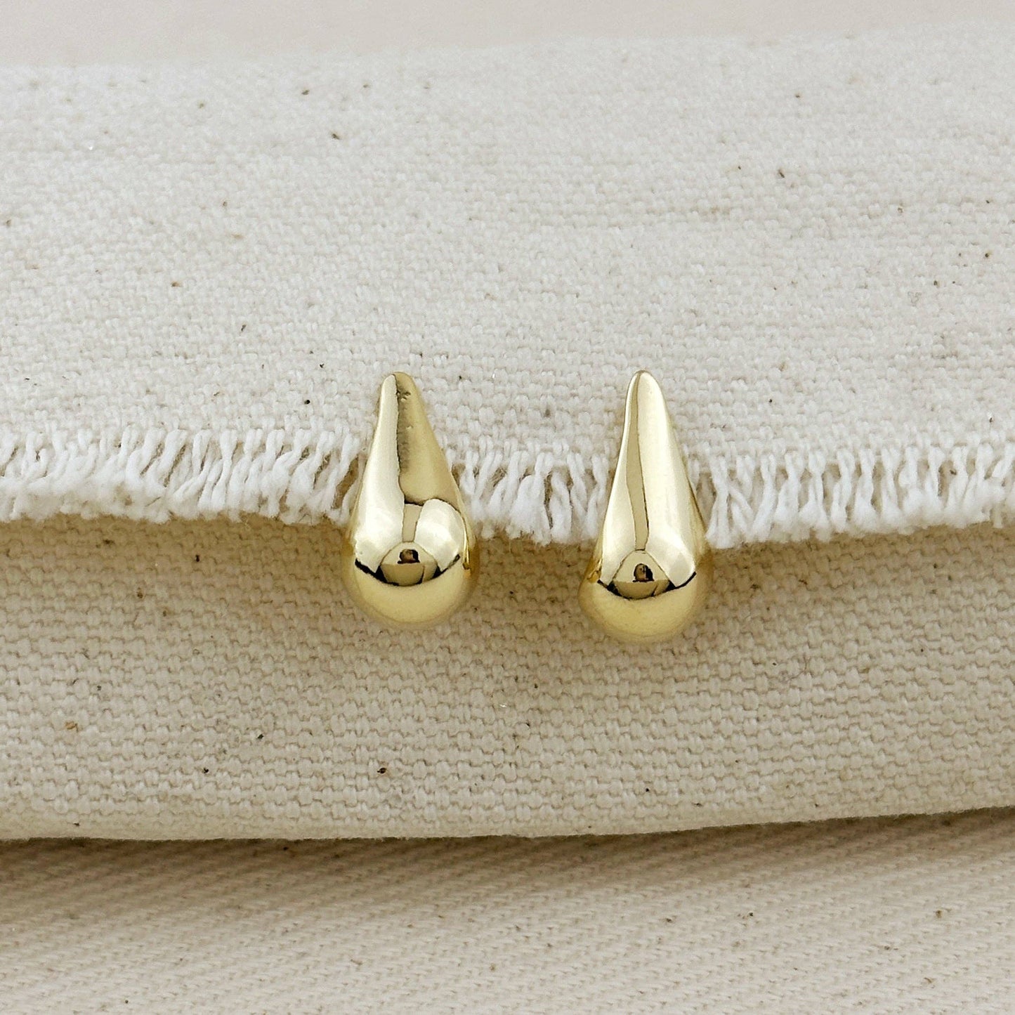 Teardrop Gold Stud Earrings
