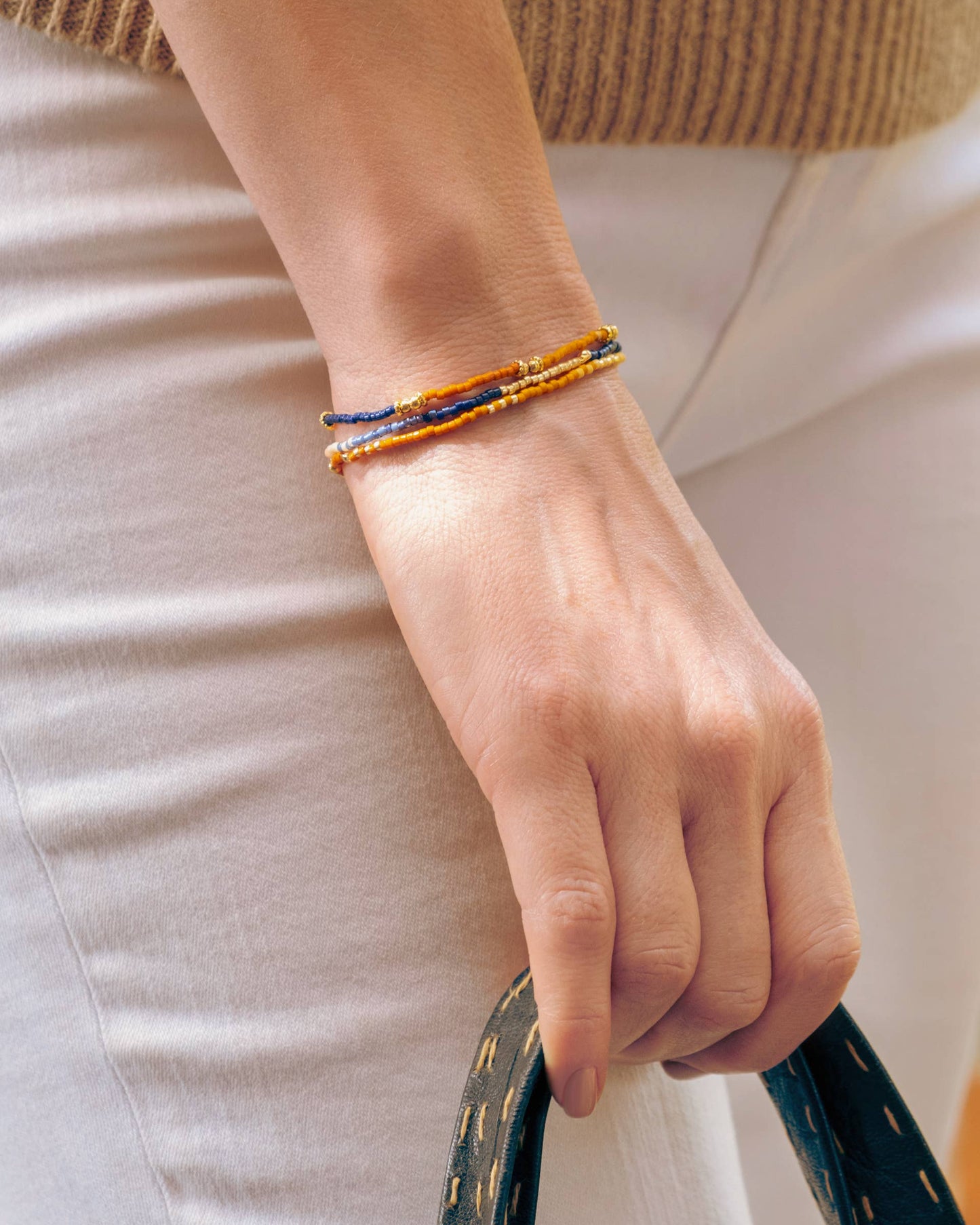 Set/3 Miyuki Beaded Stretch Bracelets (Pink/Citron/Blue)