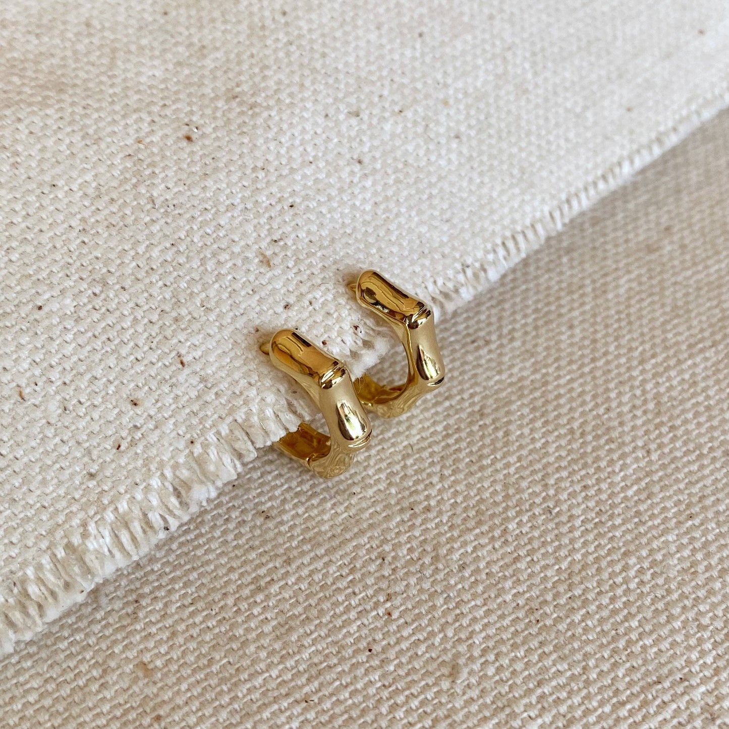 Mod Bamboo Clicker Hoop Earrings