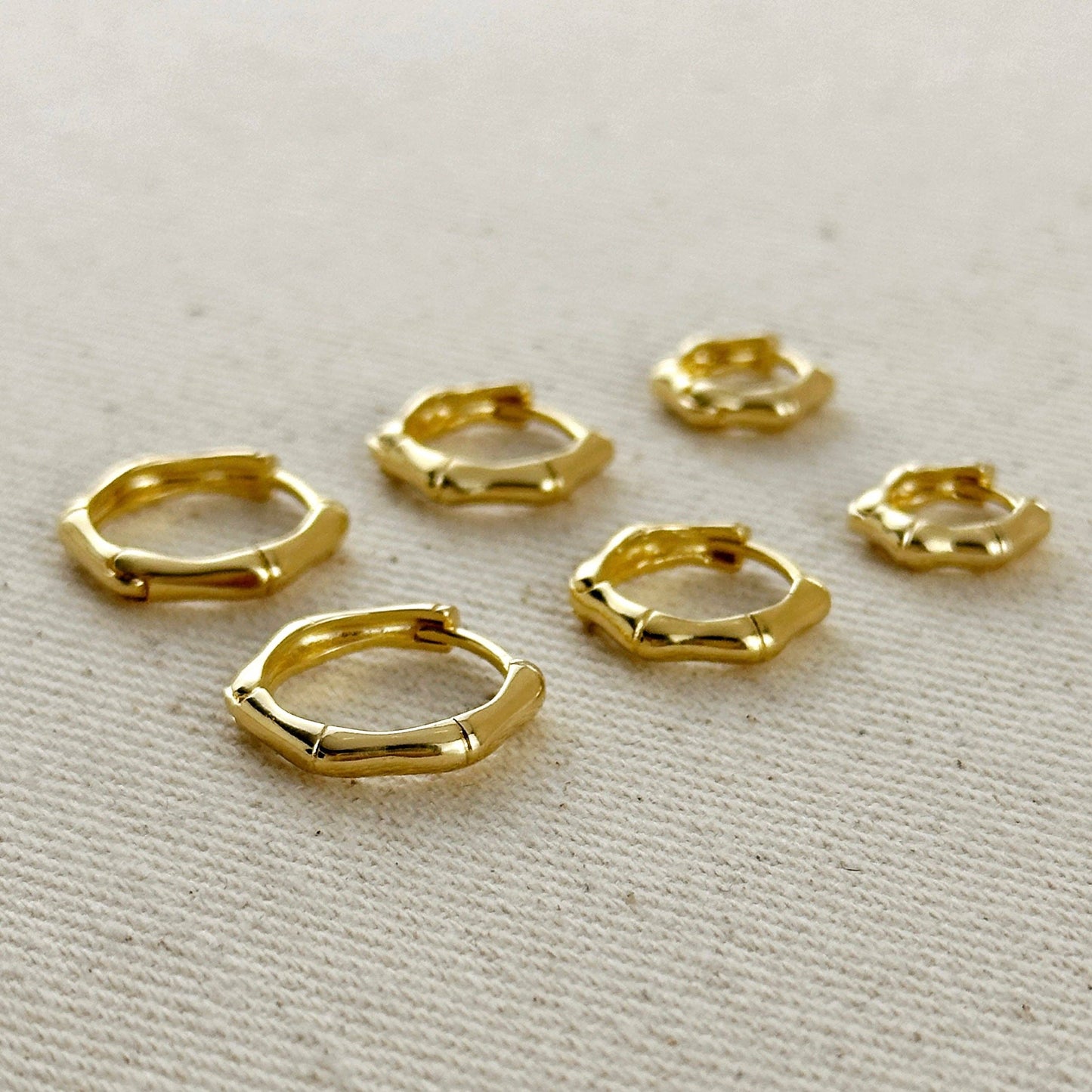 Bamboo Clicker Gold Hoop Earrings