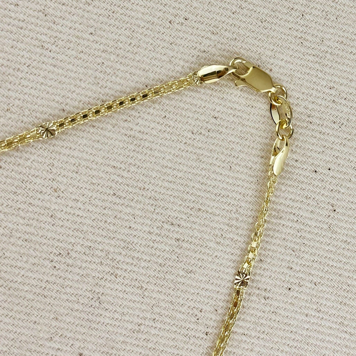 18k Gold Filled Mesh Chain with Diamond Cut Pressed Anklet