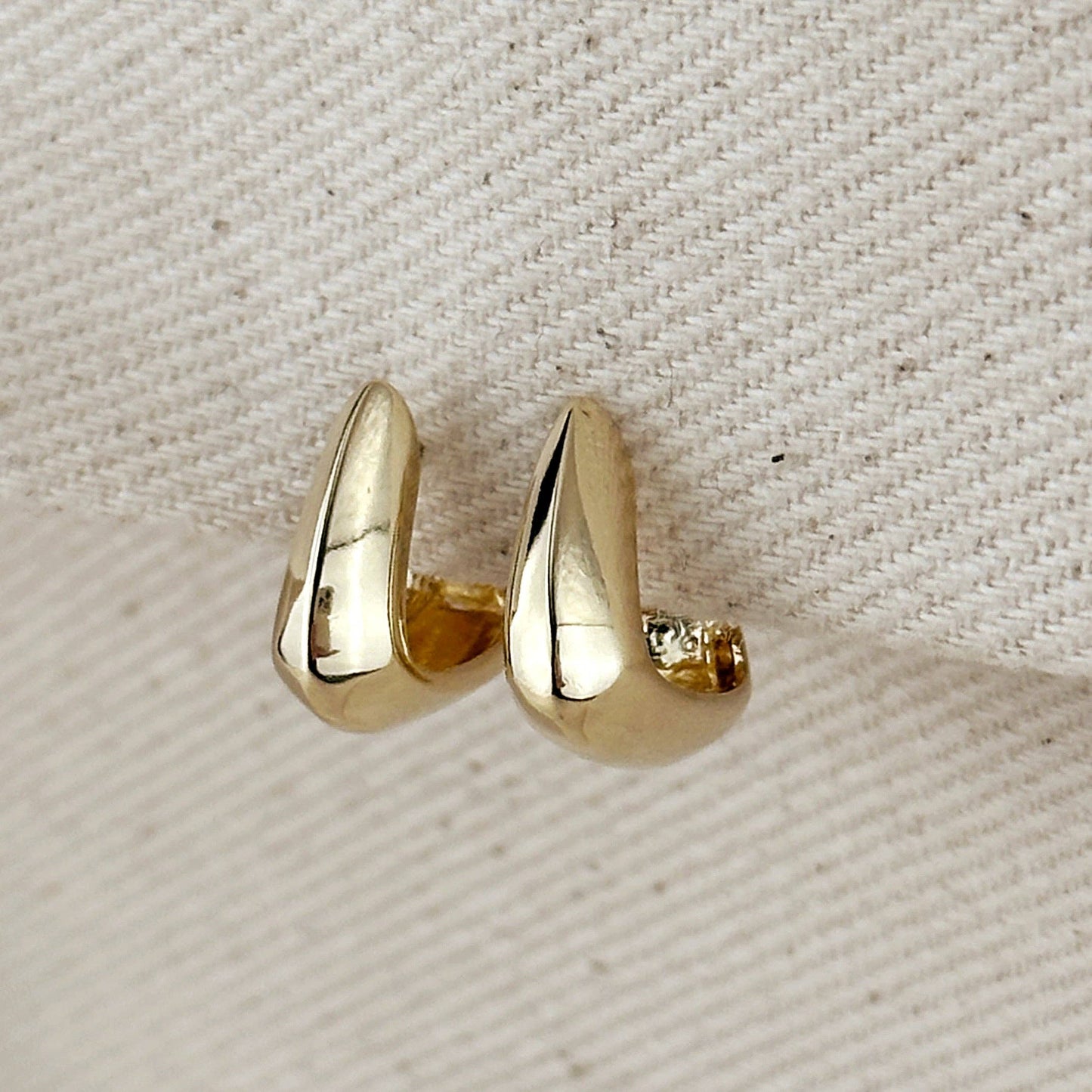 Modern Shaped Gold Hoop Earrings
