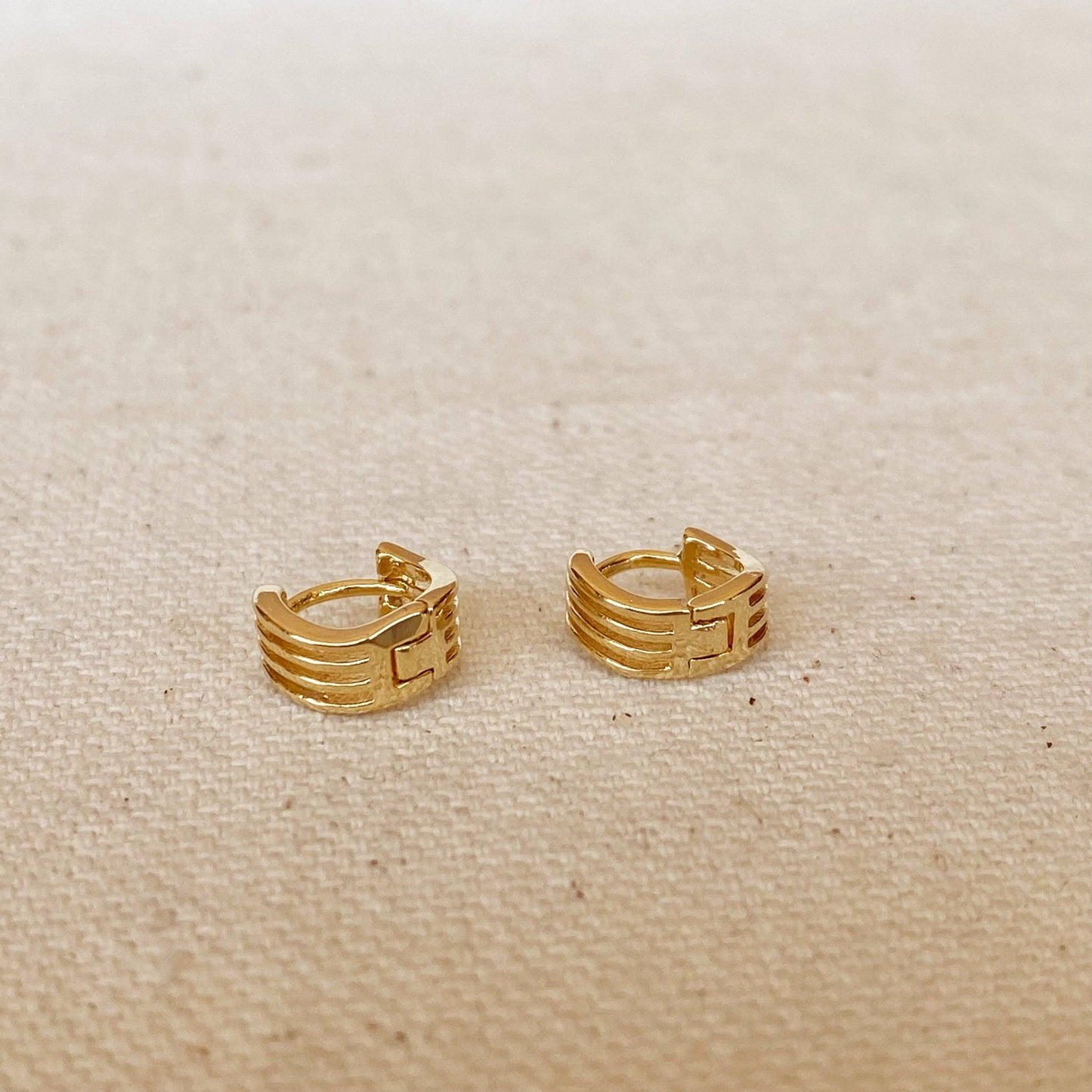 18k Gold Filled Tiny Waves Clicker Hoop Earrings