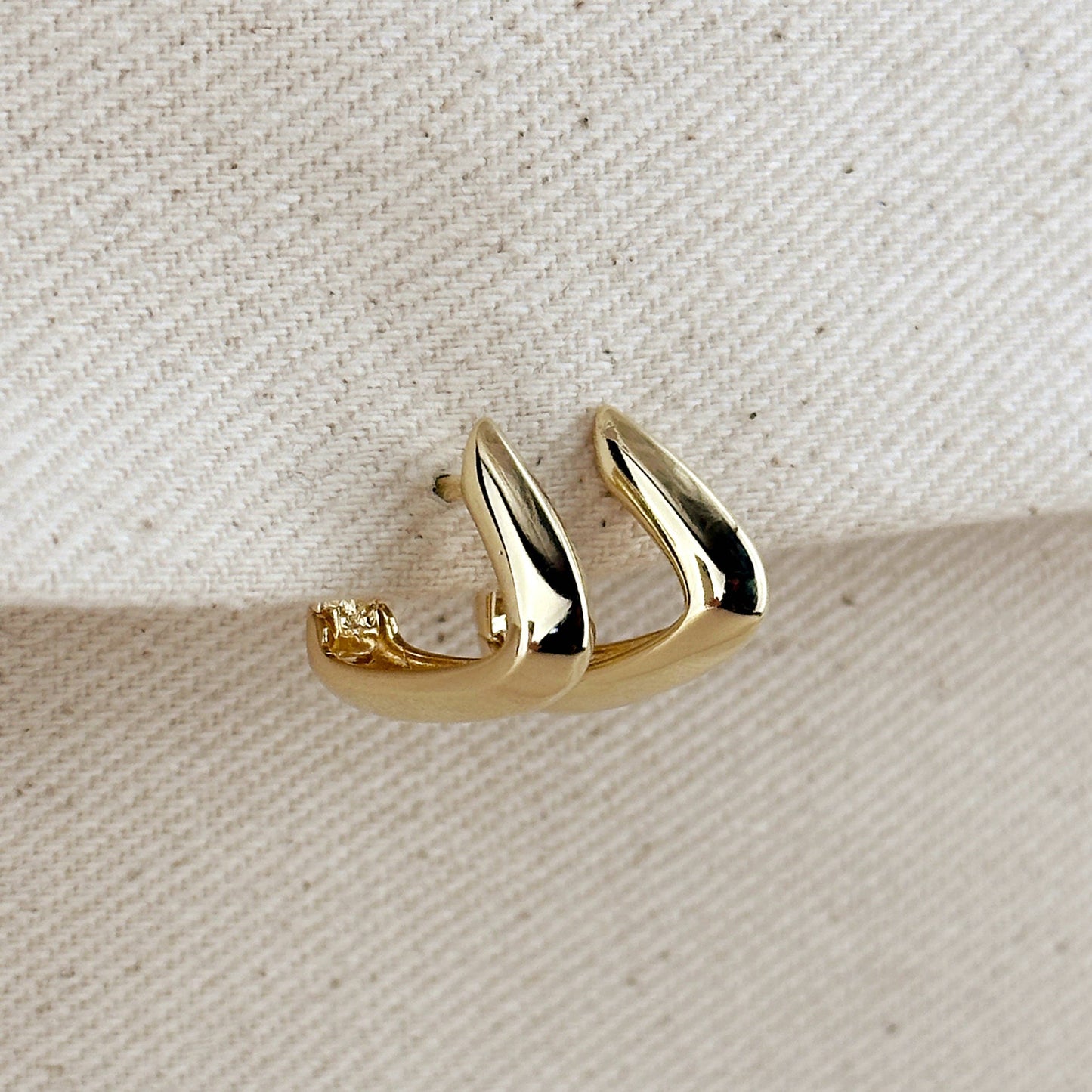 Modern Shaped Gold Hoop Earrings