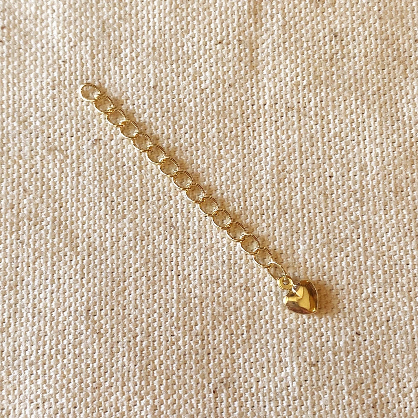 Short Link Paperclip Gold Bracelet w/ Heart Charm Extender