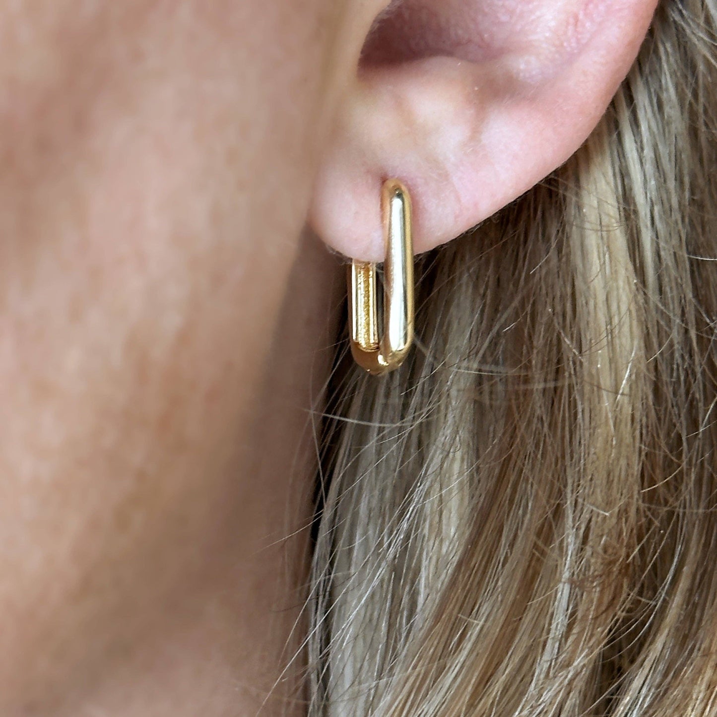 Oblong Gold Hoop Earrings
