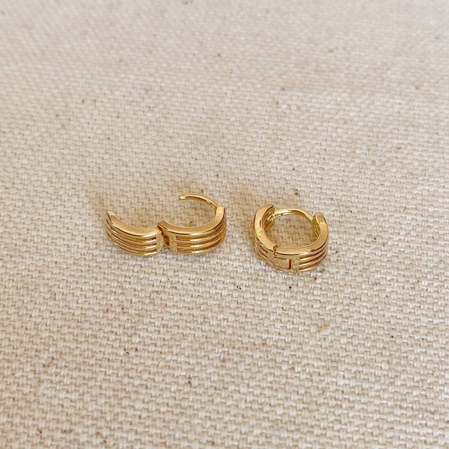 18k Gold Filled Tiny Waves Clicker Hoop Earrings