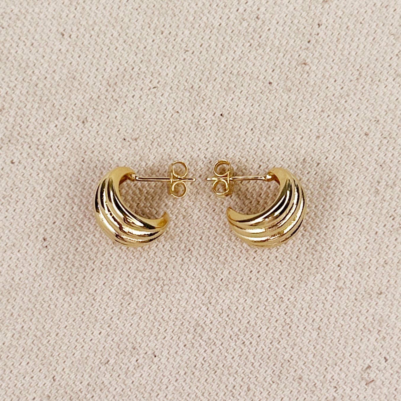 18k Gold Filled Groove C-Hoop Earrings