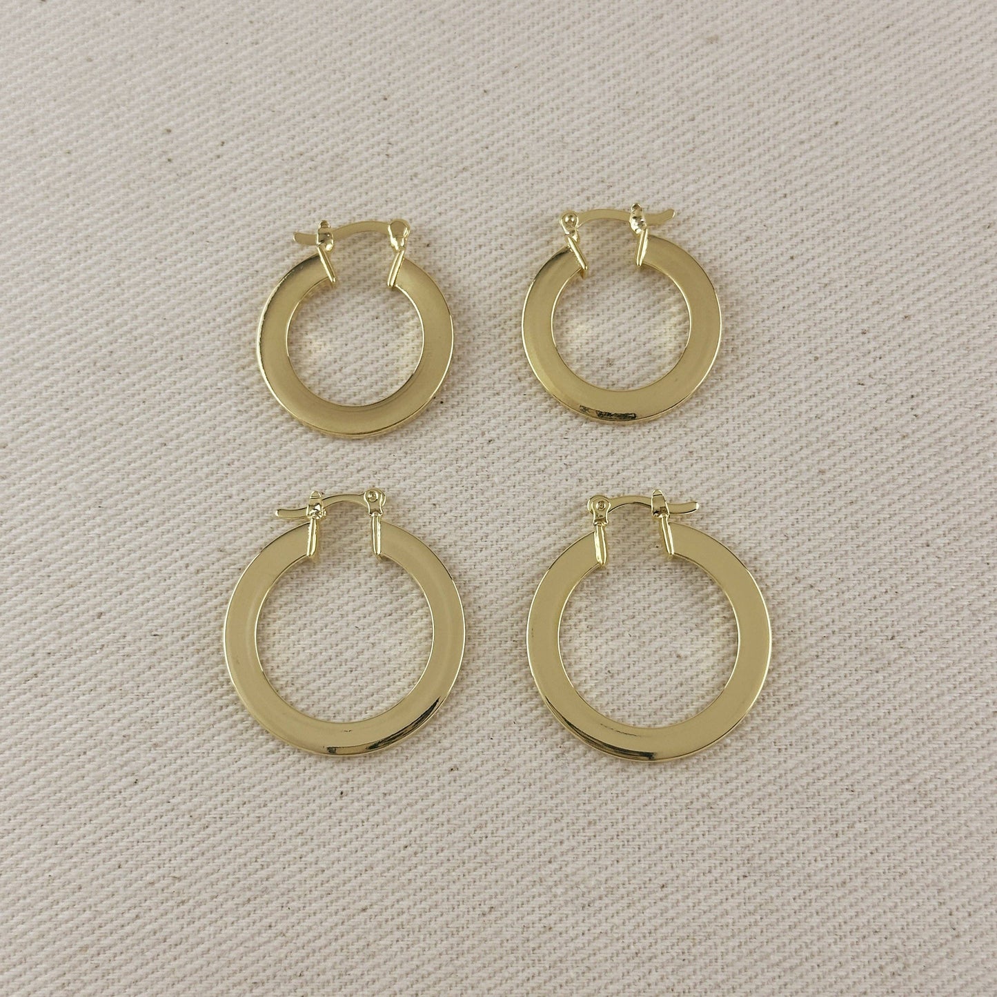 18k Gold Filled Flat Hoop Earrings
