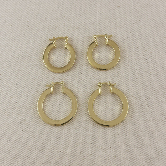 18k Gold Filled Flat Hoop Earrings