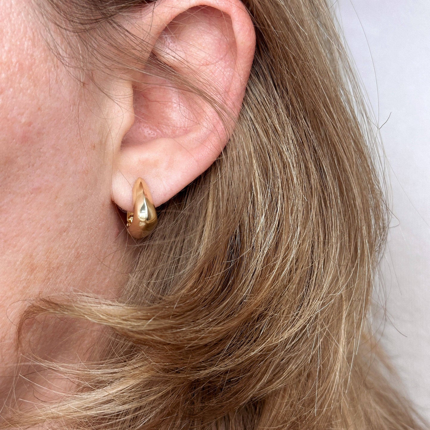 Modern Shaped Gold Hoop Earrings