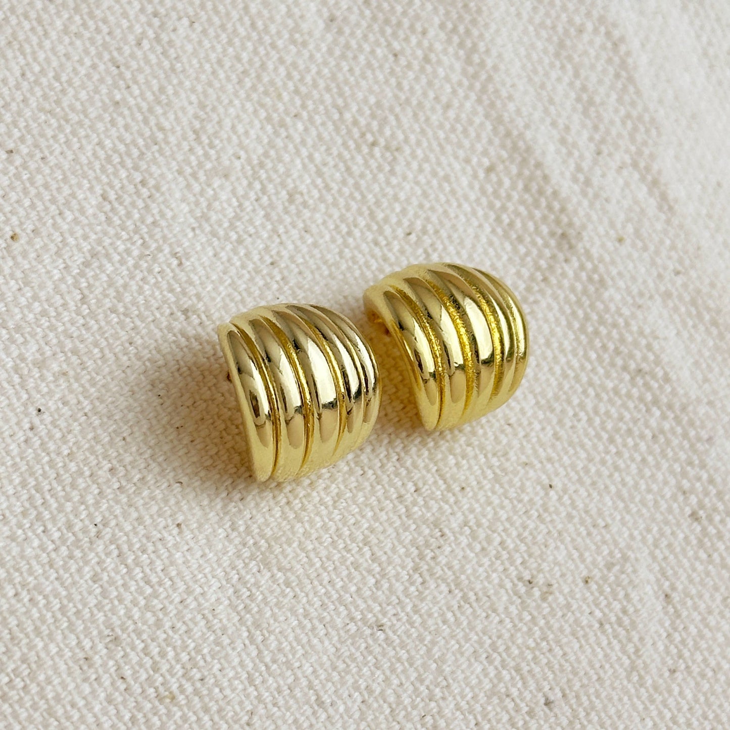 18k Gold Filled Groove C-Hoop Earrings