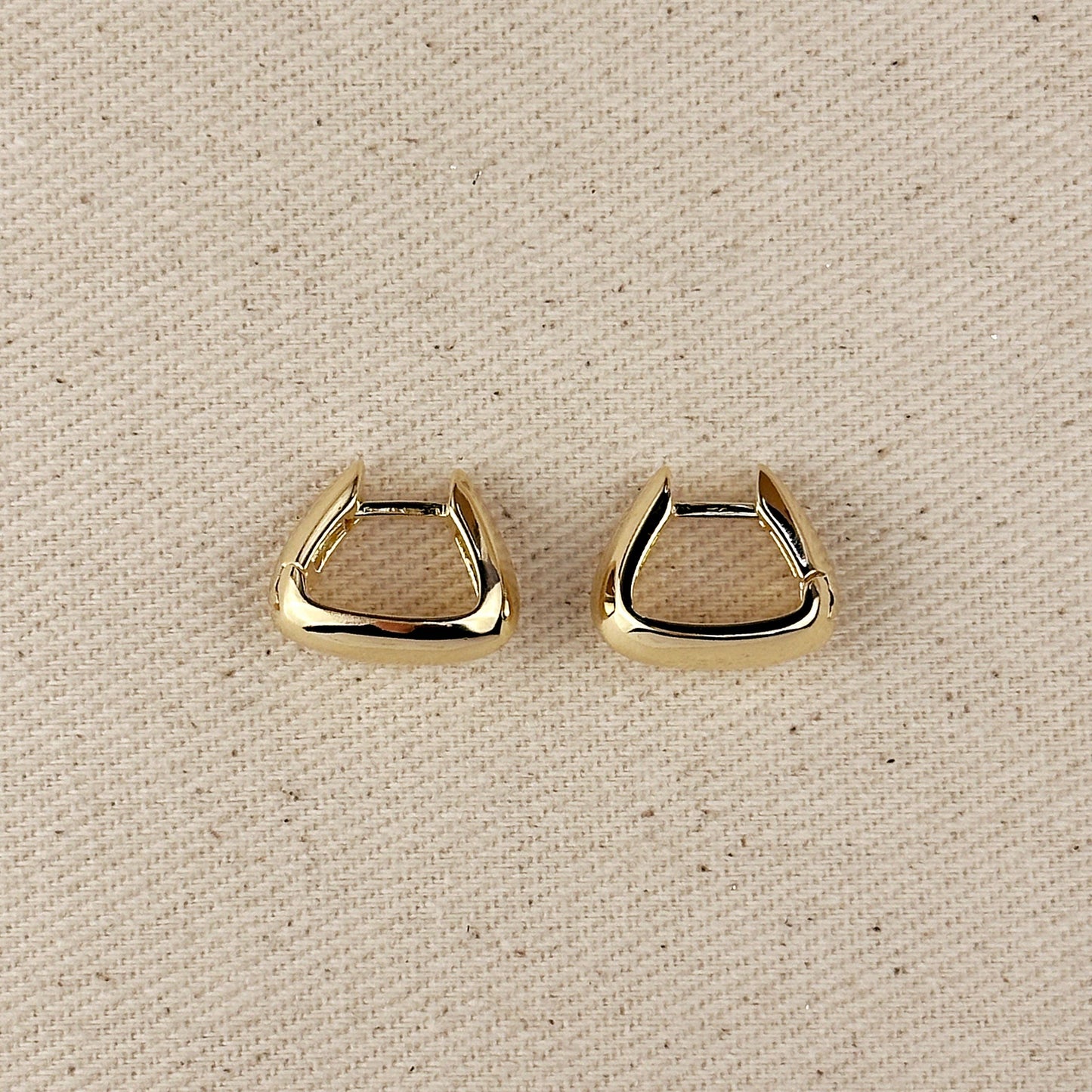 Modern Shaped Gold Hoop Earrings