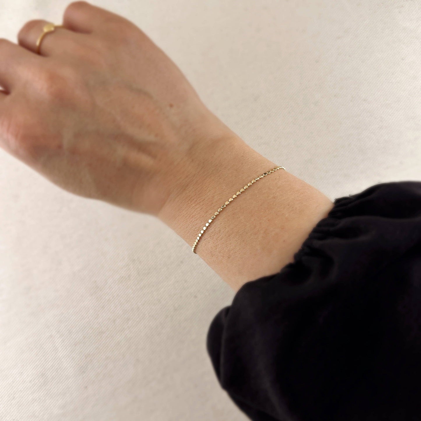 Flat Dot Ball Gold Bracelet 1.5mm