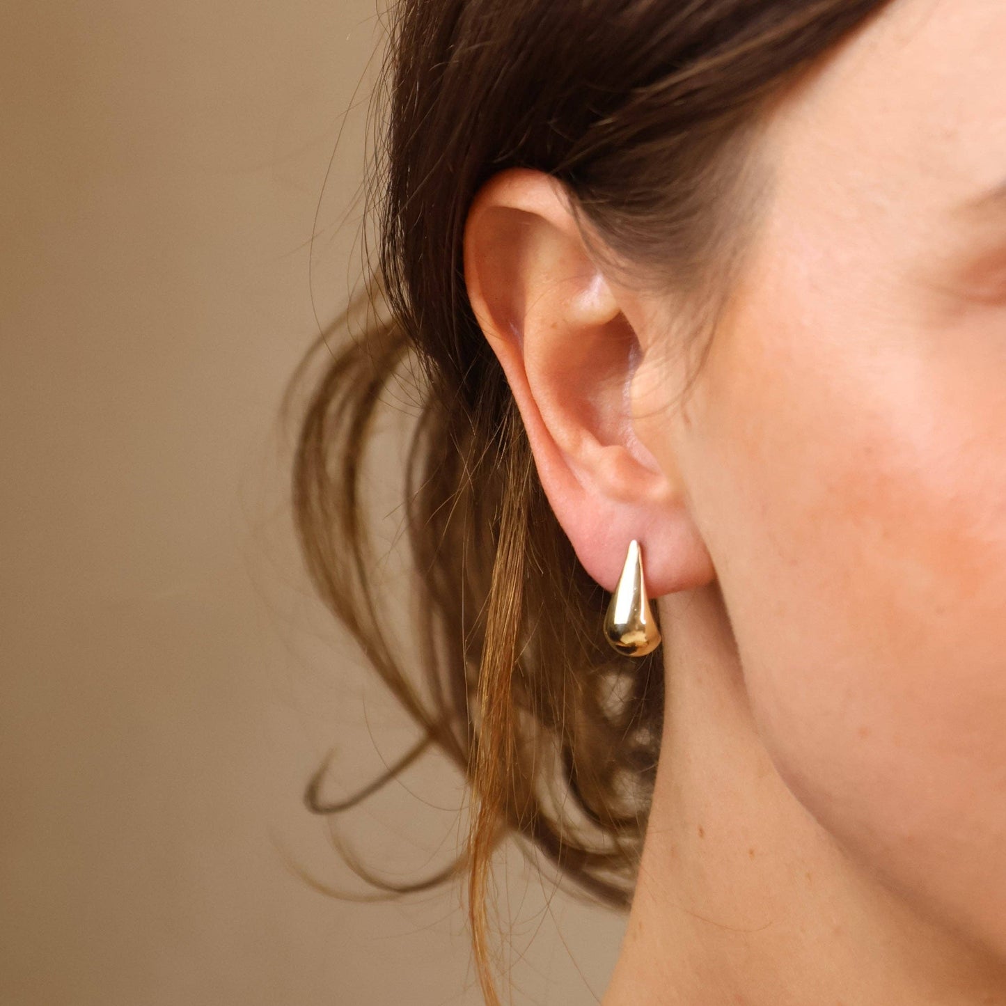 Teardrop Gold Stud Earrings