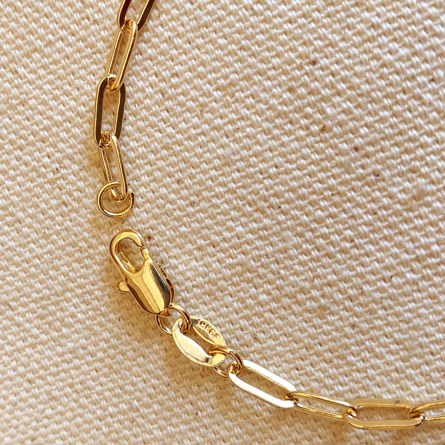 Short Link Paperclip Gold Bracelet w/ Heart Charm Extender