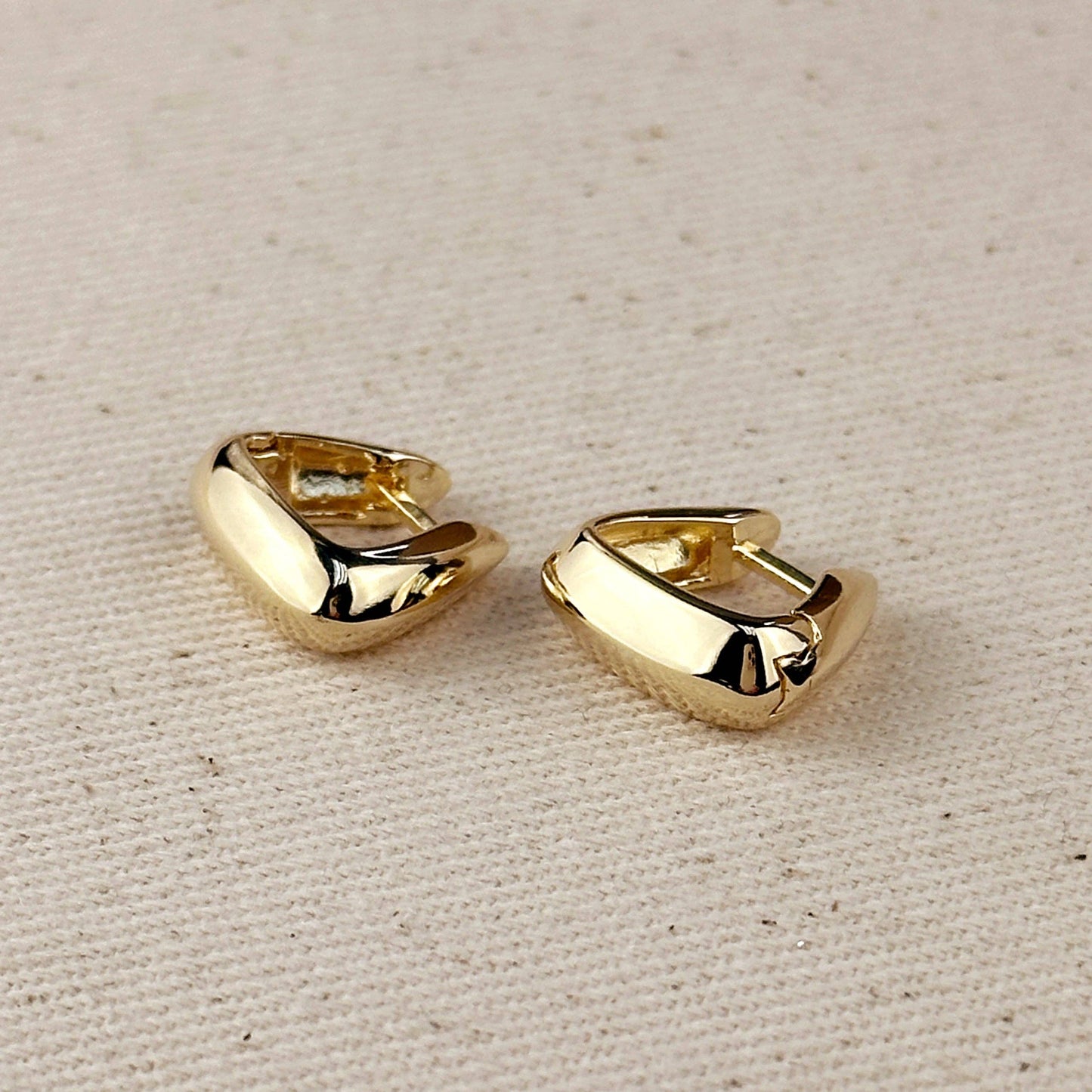 Modern Shaped Gold Hoop Earrings