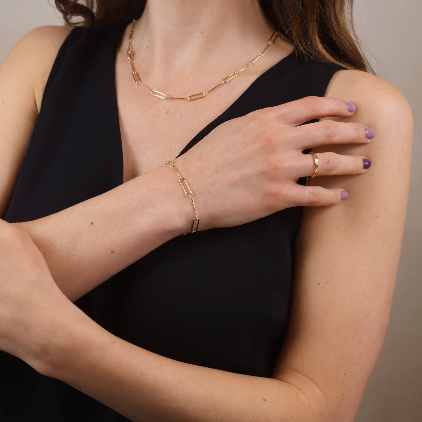 Paperclip & Straw Gold Bracelet