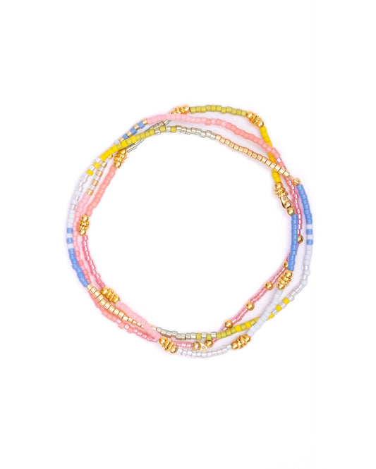 Set/3 Miyuki Beaded Stretch Bracelets (Pink/Citron/Blue)