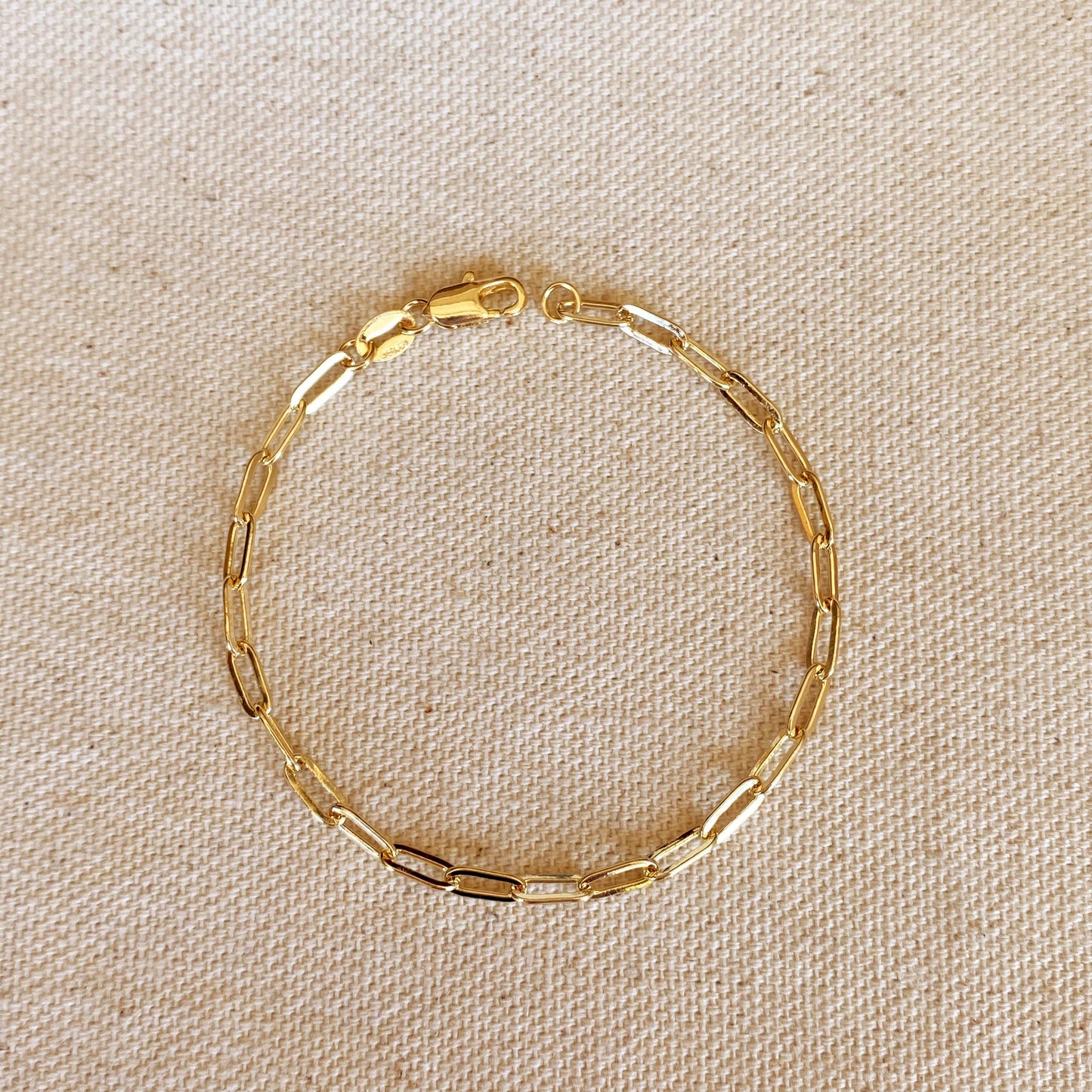 Short Link Paperclip Gold Bracelet w/ Heart Charm Extender