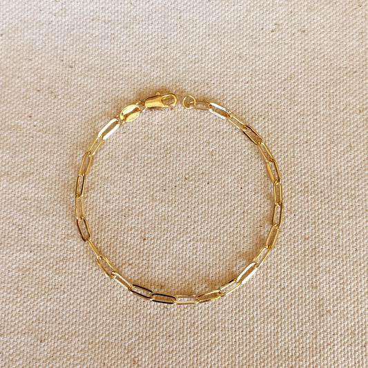 Short Link Paperclip Gold Bracelet w/ Heart Charm Extender