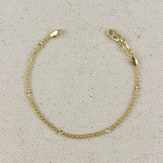 Mesh Chain with Diamond Cut Pressed Detail Bracelet